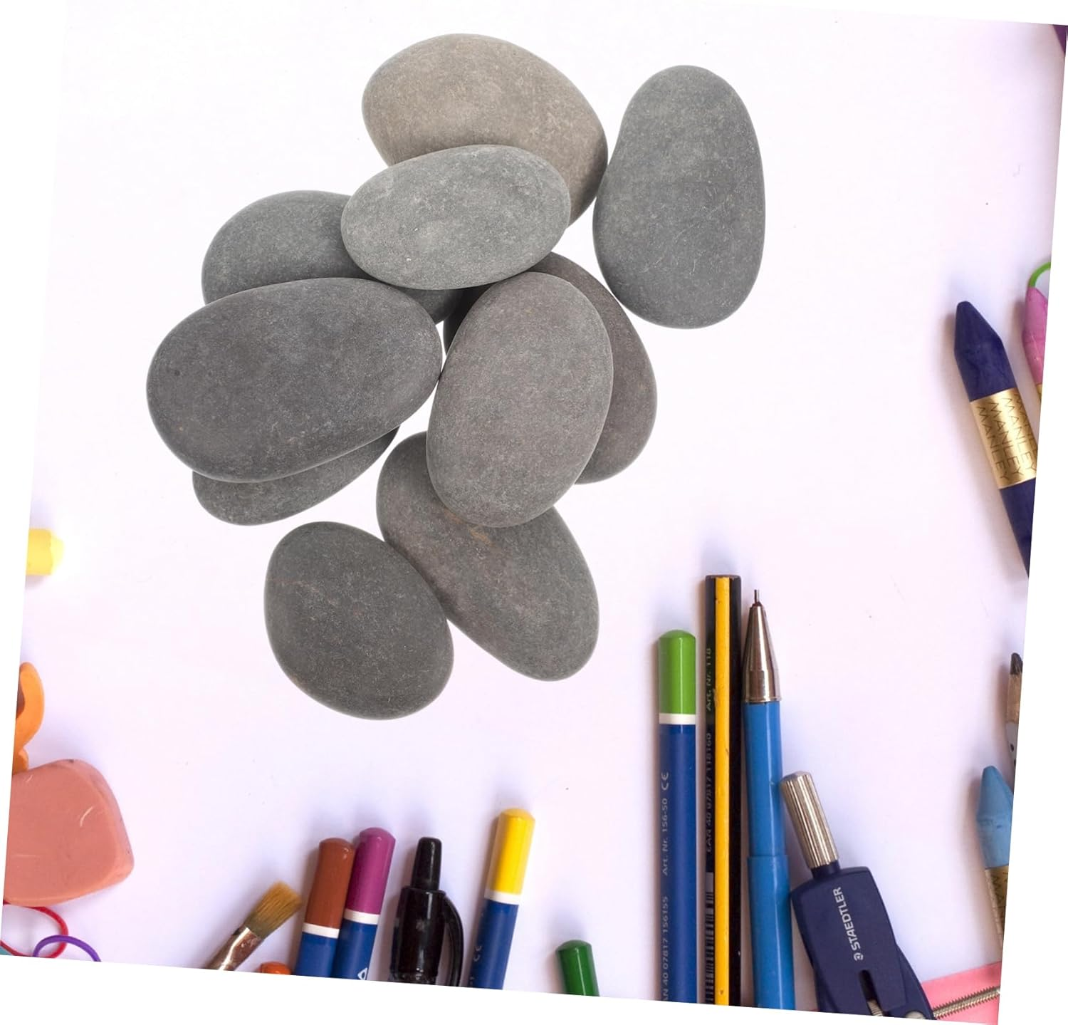 10Pcs DIY Painting Stones for Kids - Creative Flat Rocks for Crafting Safe and Smooth Pebbles for Indoor and Outdoor Decor