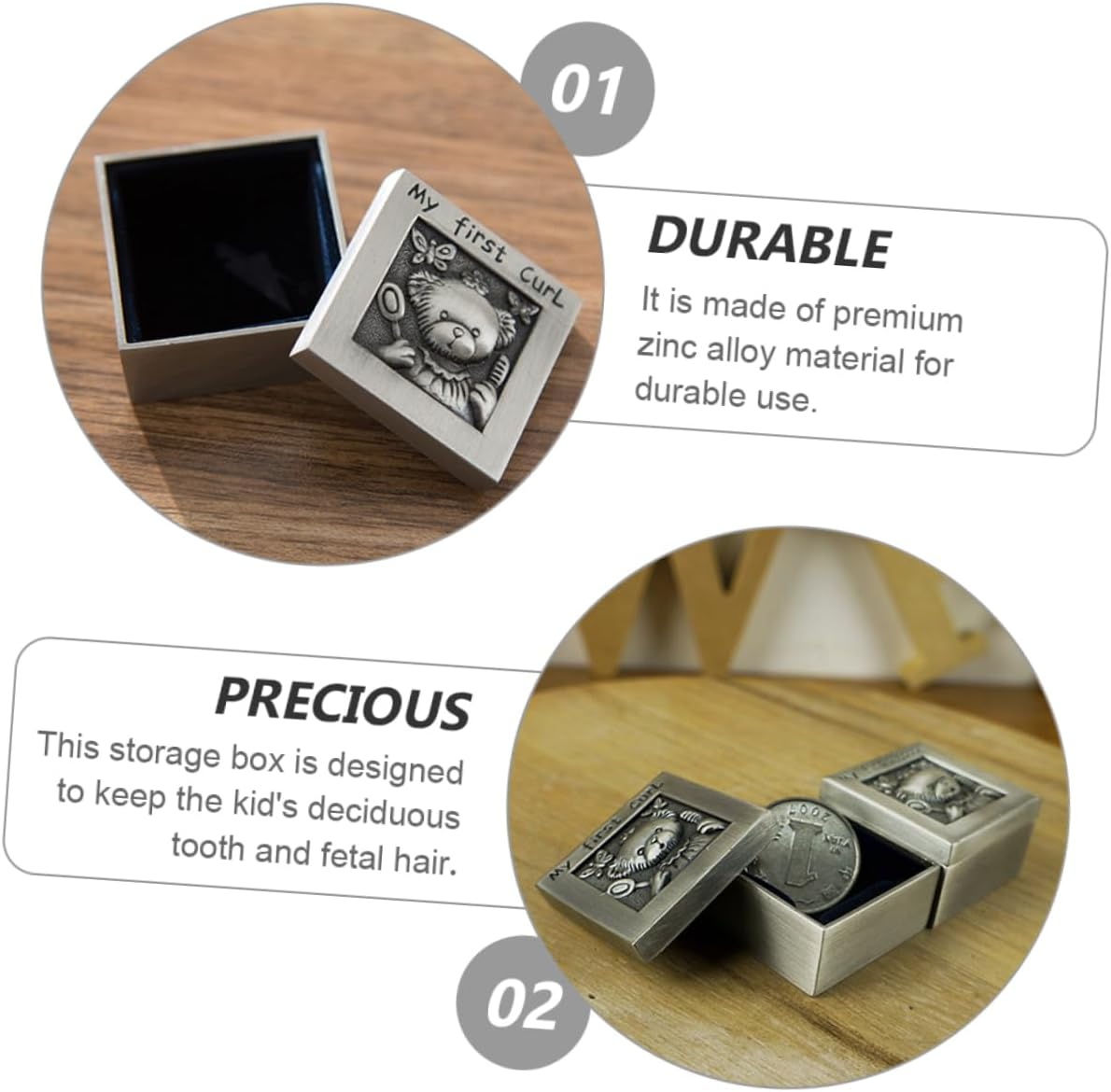 Keepsake Organizer for Memorial Box Tooth Holder Tooth Box Case Engraved Boys and Girls Growing Record image number 5