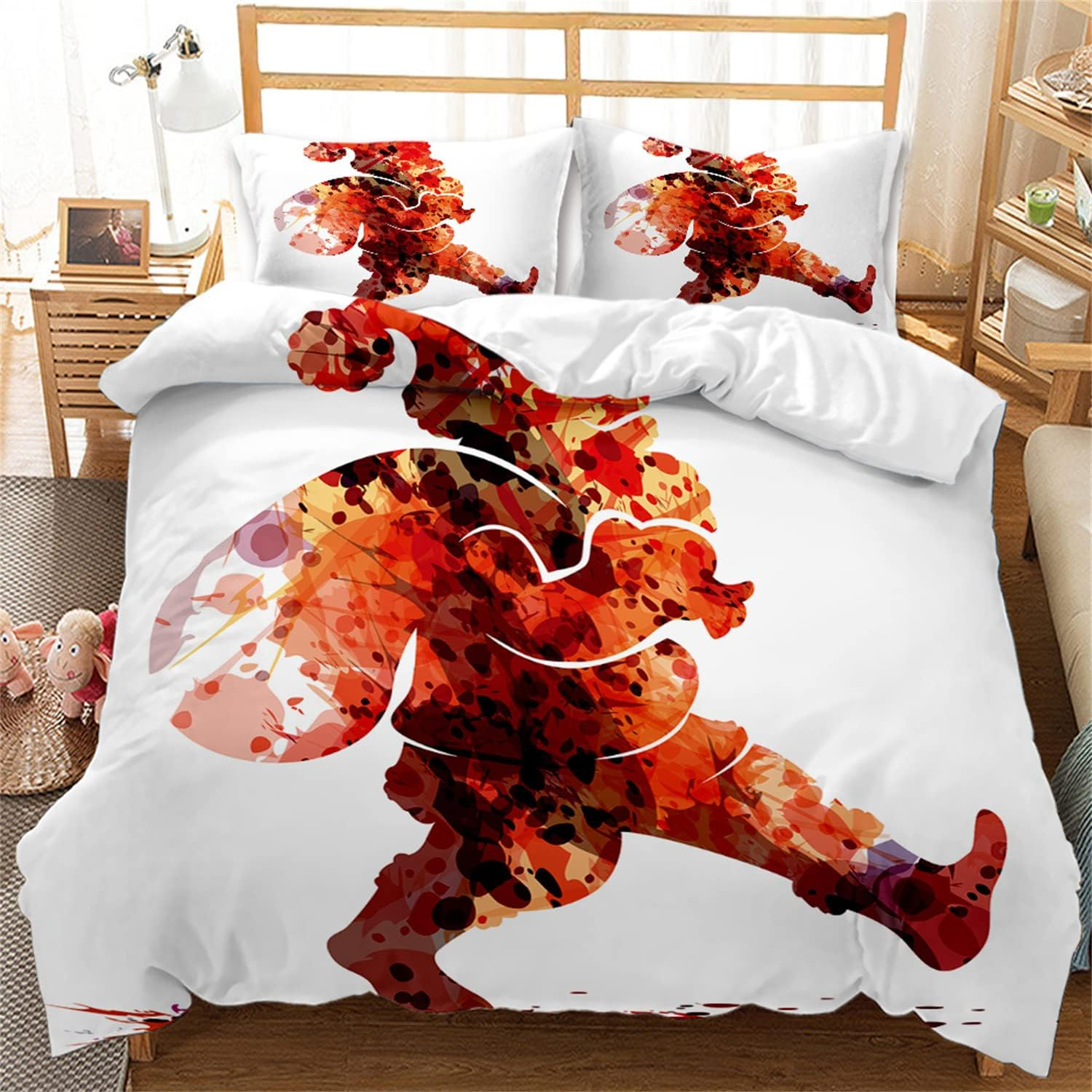 Eveone Christmas Duvet Cover Quilt Cover Single/Double/Queen/King Size Bed Sheets Pillowcase Set Festival Atmosphere New Year Eve Santa Claus Elk Cartoon Gift Bedding 3/4PCS (Queen-210*210Cm-3Pcs,3) image number 4