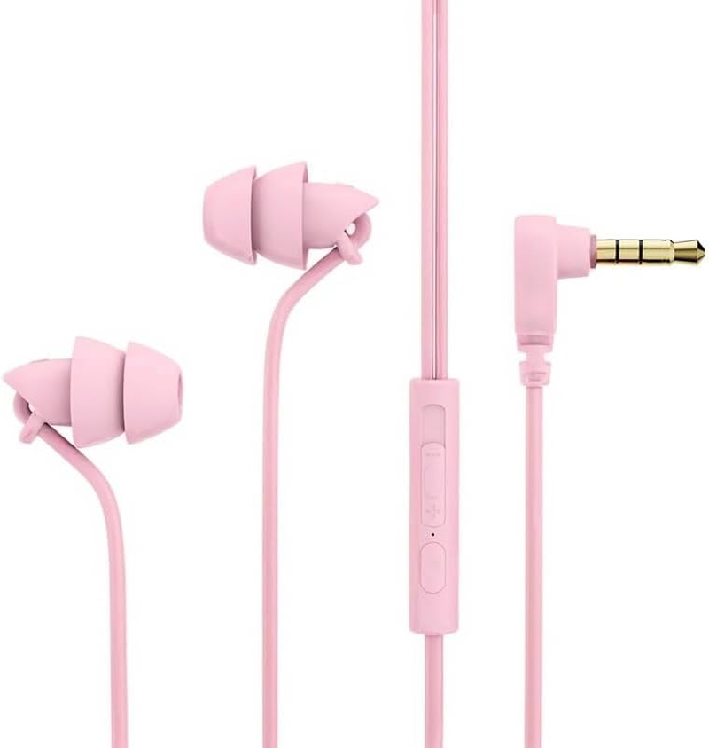 JIGCEN Wired Headphones, Earphones with Microphone, Noise Isolation Corded for 3.5Mm Ear Buds for Iphone, Ipad, Samsung, Computer, Laptop (Pink)