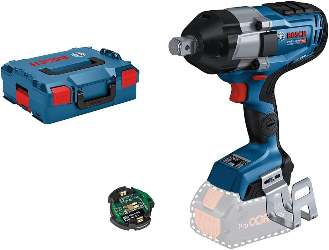Bosch Professional BITURBO Cordless Impact Wrench GDS 18V-1050 HC (Tightening Torque 1,050 Nm, Breakaway Torque 1,700 Nm, without Batteries and Charger, in Box), Blue, Solo image number 1