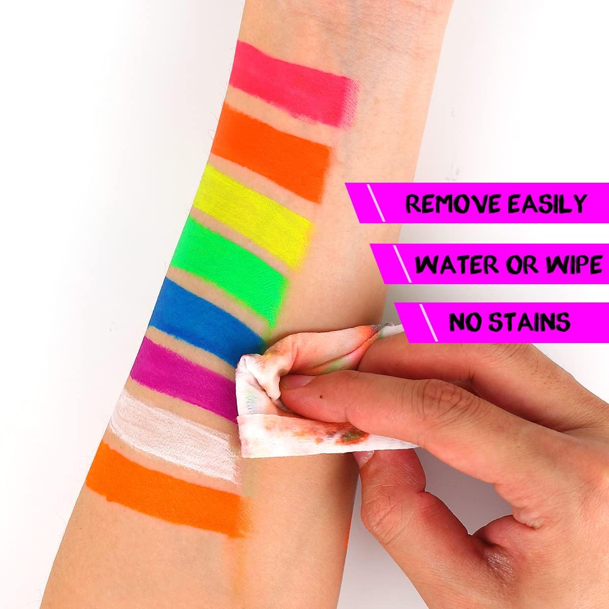 Bowitzki UV Neon Face and Body Paint 8 X 30Ml Largest Kit Black Light Glow in the Dark Makeup Set Fluorescent Face Painting for Adults Music Festivals Party Halloween Christmas image number 5