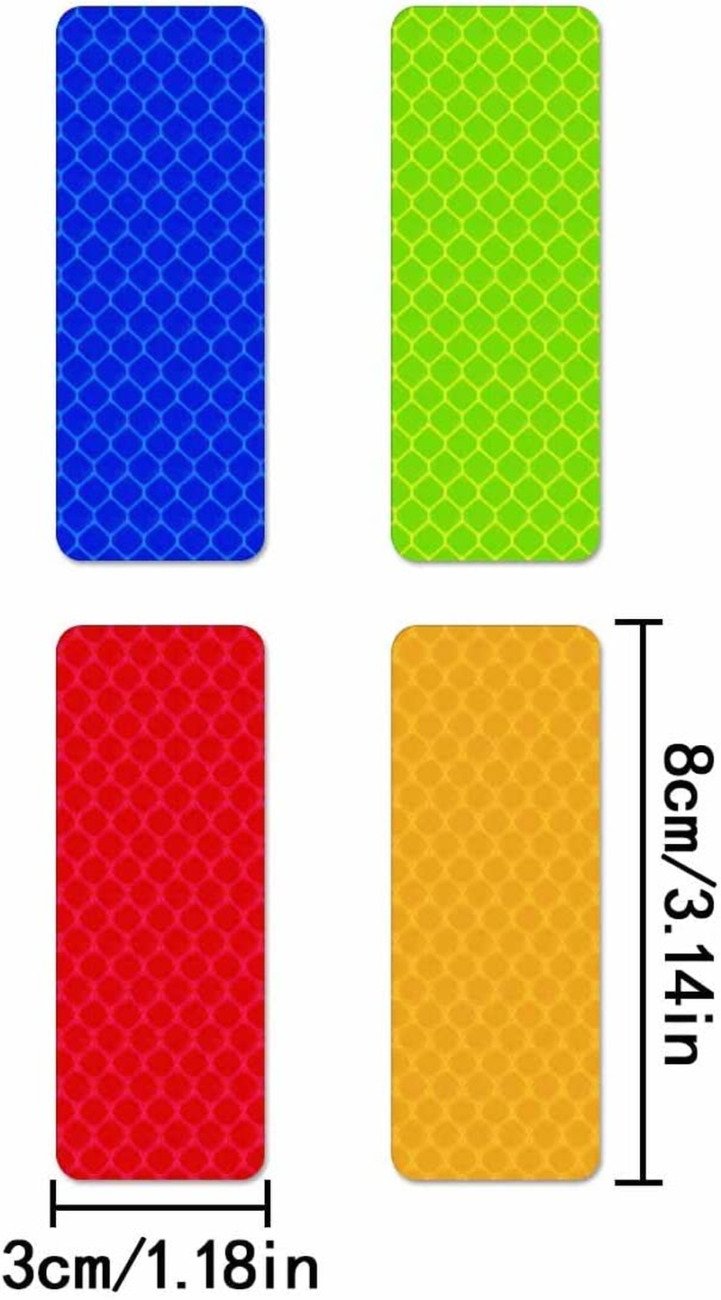 Reflective Stickers, 40 Pcs 1.18 * 3.15In Waterproof Safety Warning Reflective Stickers for Car, Bike, Motorcycle, Helmets (Yellow, Red, Orange, Blue) image number 2