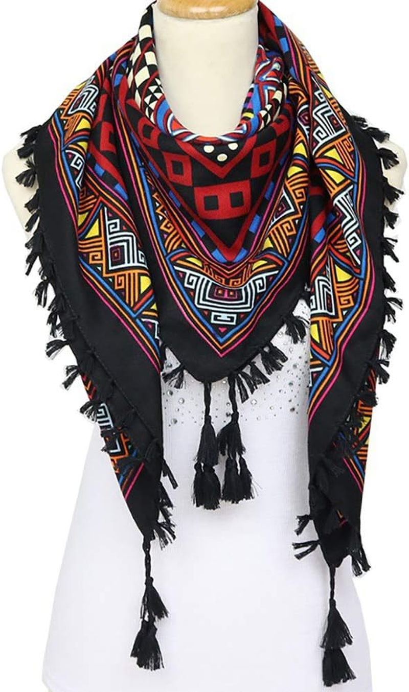 Uainhrt Women Tassel Scarf Cotton 43"&times;43" Large Square Shawl and Wraps,Versatile Gift Fringe Boho Shawl