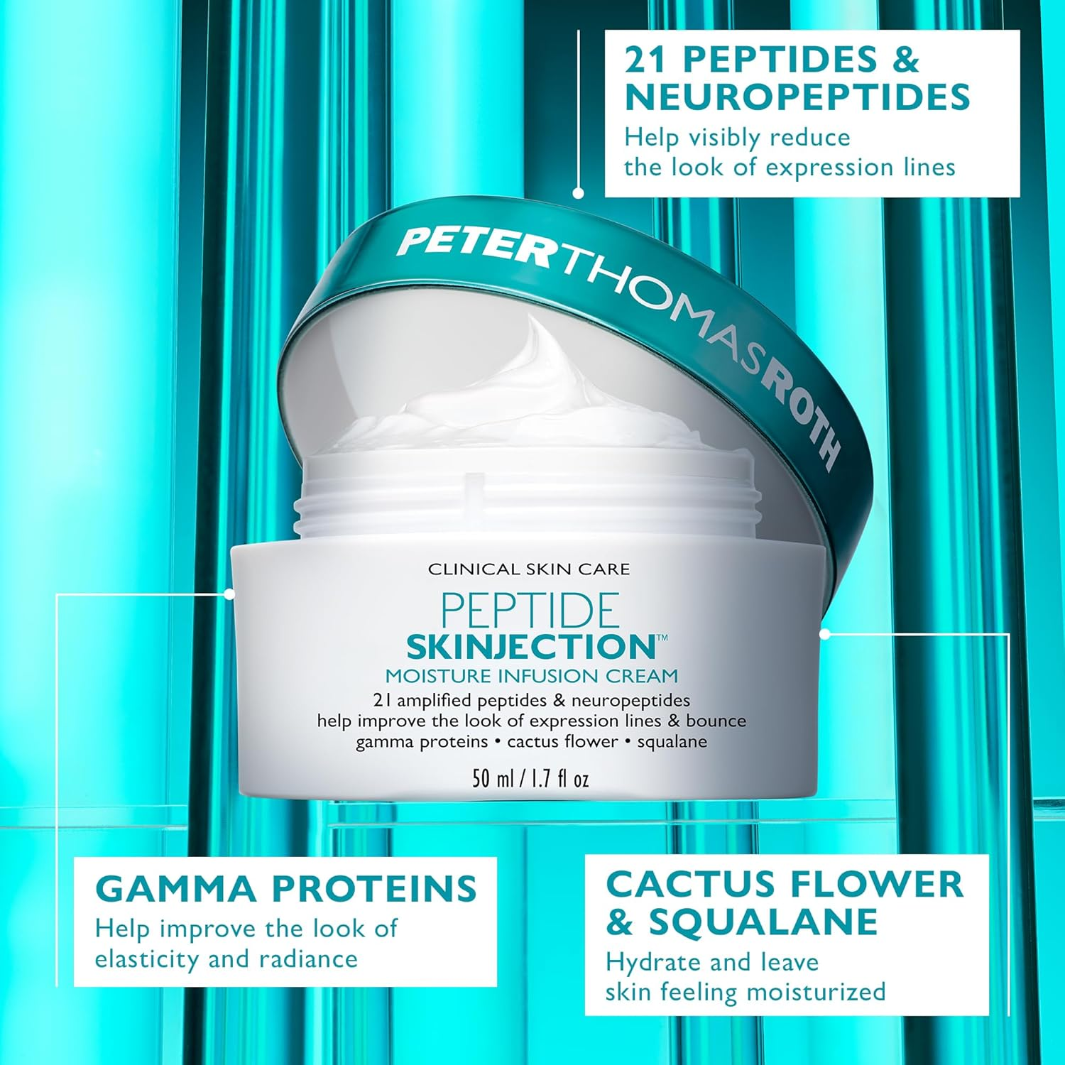 Peter Thomas Roth | Peptide Skinjection Moisture Infusion Cream, Refillable Moisturizer, for Loss of Firmness and Elasticity, Fine Lines & Wrinkles, Dryness, 21 Amplified Peptides & Neuropeptides image number 1