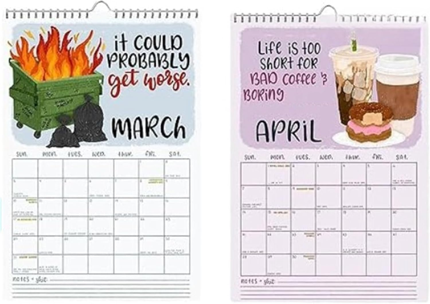 FOTN Here We Go Again 2025 Calendar, Calendar 2025 Planner, Fun Hanging Month Hanging Calendar, Match Your Witty Personality, Novelty Planning Wall Calendar Note Pads for Home Office, White image number 1