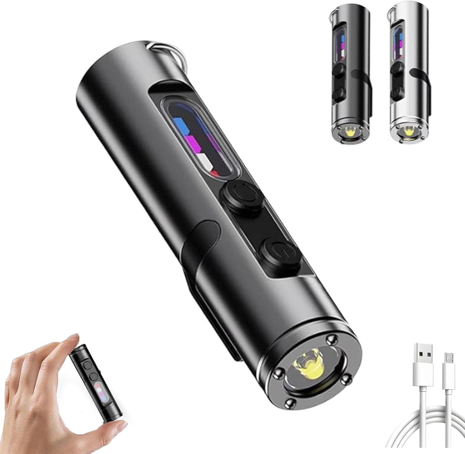 Taclites Mini-The Ultimate Everyday Micro Tool, Rechargeable LED Magnetic Super Bright Tactical Flashlight, Flashlight High Lumens, Portable Keychain Flashlight, with Hat Clip, 3 Brightness (A) image number 2