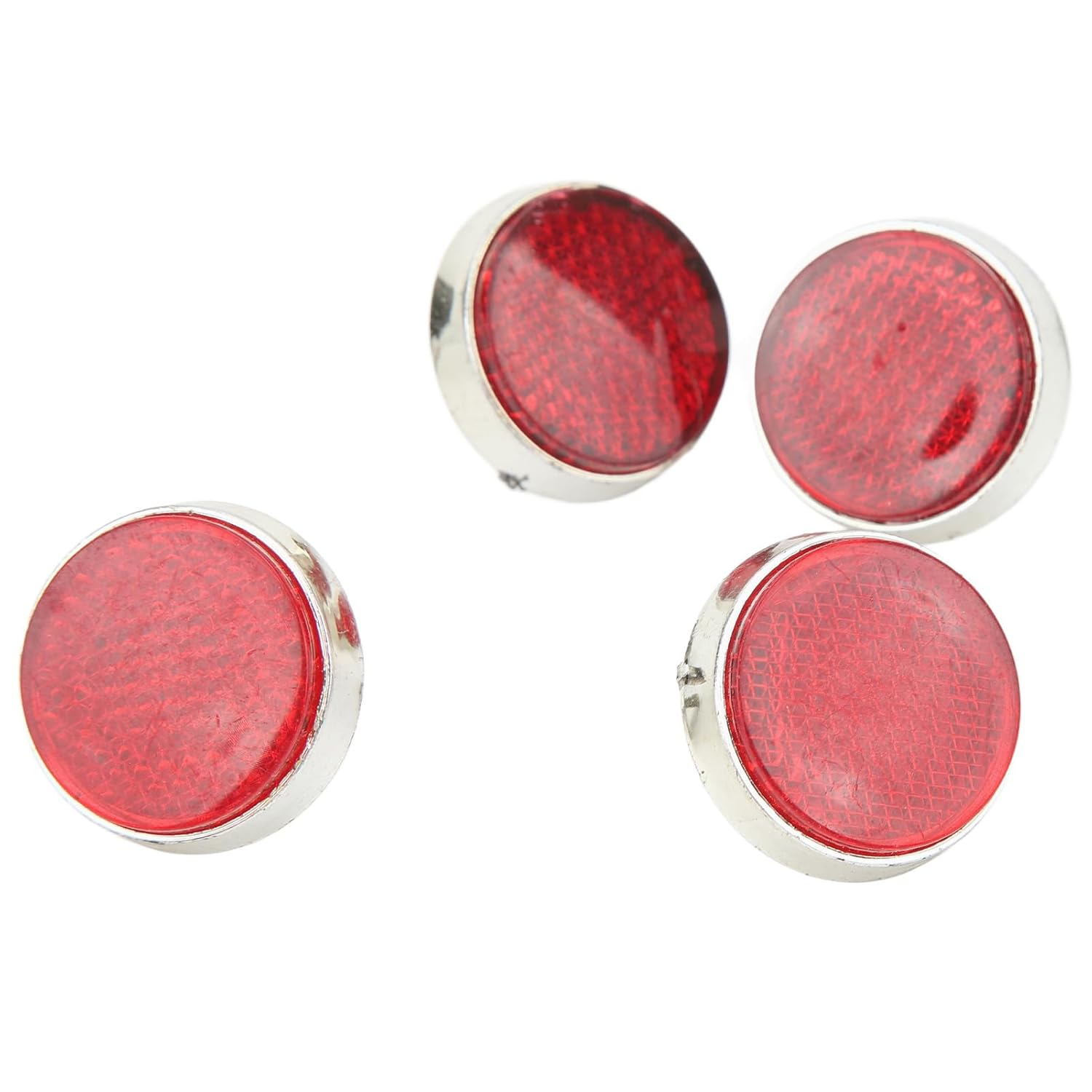 4Pcs Red round Reflector, High-Brightness Waterproof Stylish round Red Safety Reflector 42Mm for M6 Thread Motorbike, ATV, Scooters, Bikes image number 2