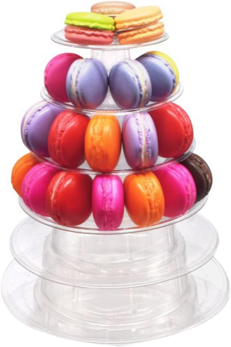 XUNQUCOM 6 Tier Plastic round Cake Stand Macaron Tower, Cupcake Dessert Display Stand Pastry Food Display for Wedding Baby Shower Birthday Decor image number 3