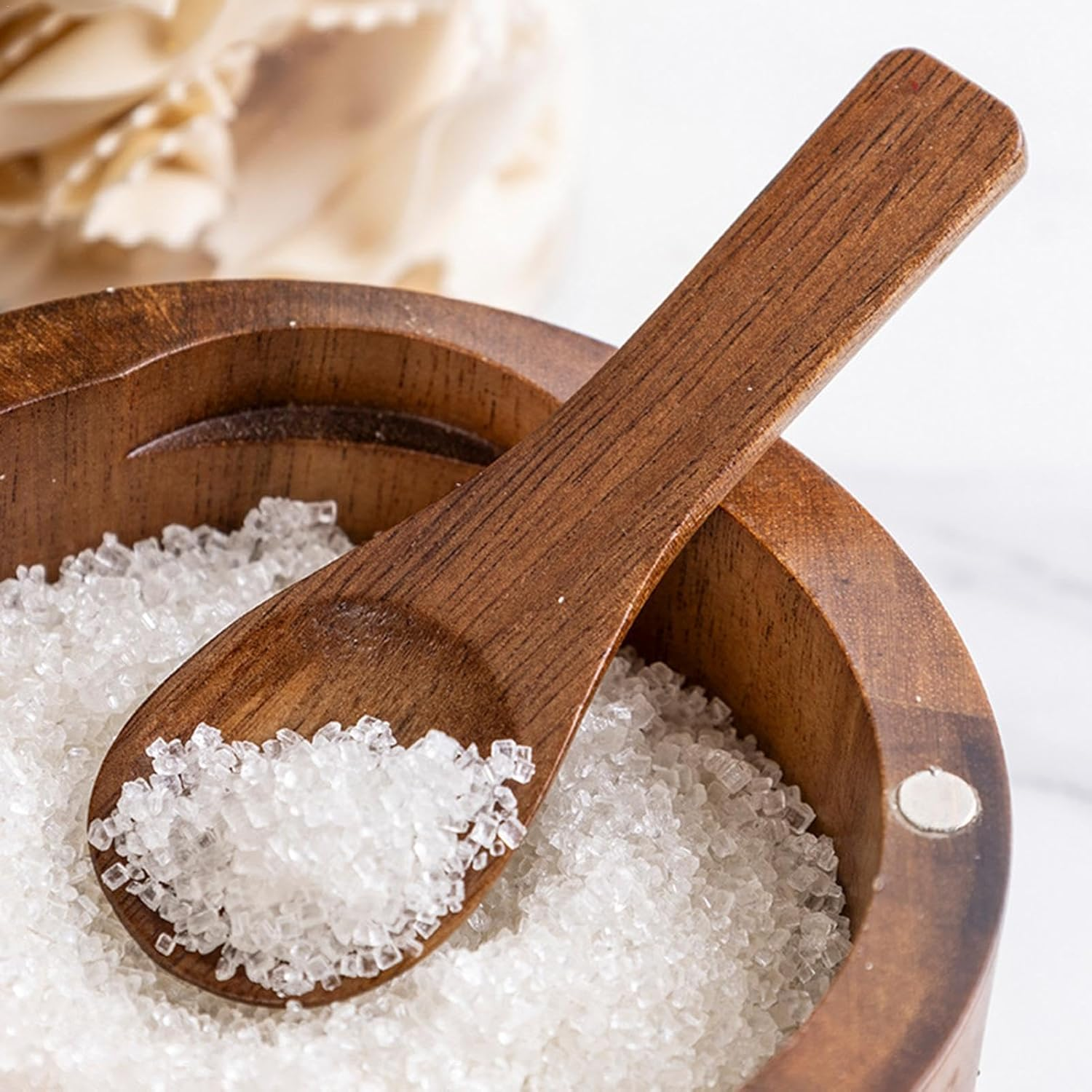 Salt Cellar | Sea Salt Container Box Built-In Spoon | Salt Cellar Bowl, Kitchen Salt Holder, round Salt Keeper for Pepper Seasoning Bath Salt Sea Salt image number 6