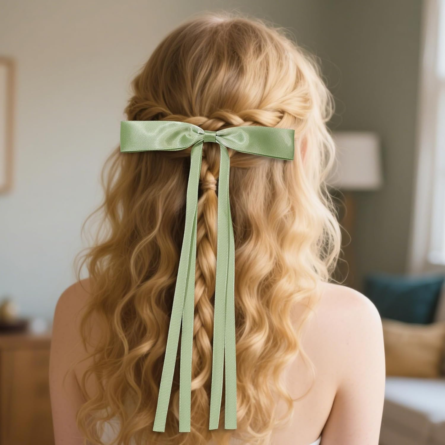 8Pcs Long Tail Bow Hair Clips for Women image number 3