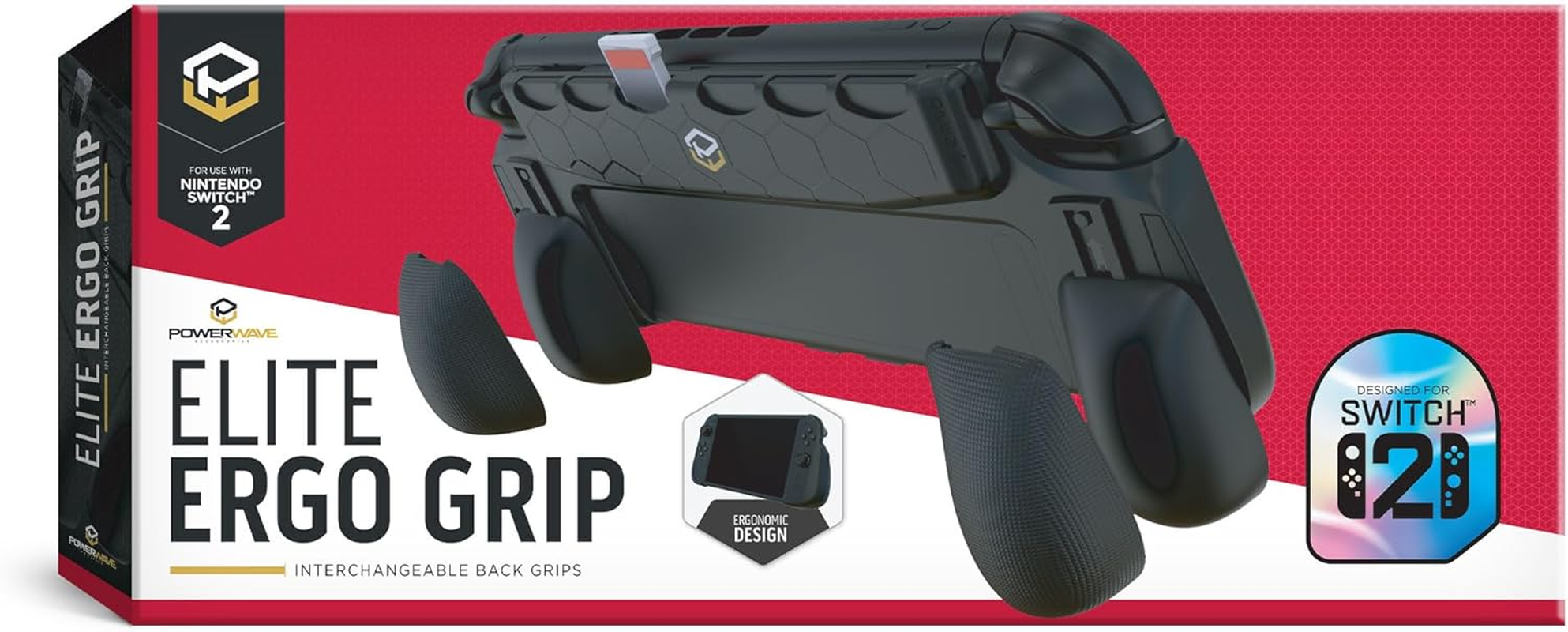Powerwave Elite Ergo Grip with Interchangeable Back Grips for Nintendo Switch 2, Ergonomic Grips, 6 Game Removeable Cartridge Holder image number 3