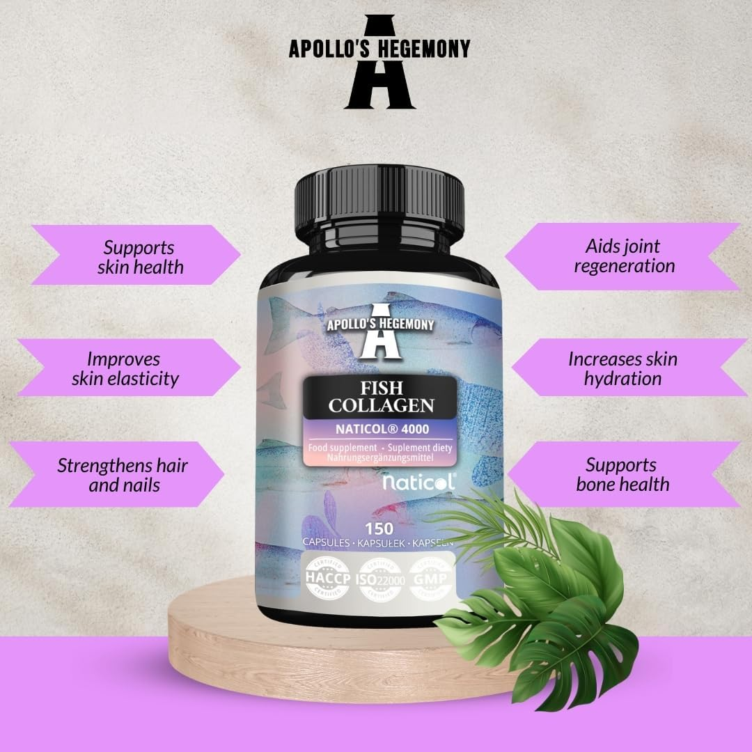 Marine Collagen Peptides Naticol&reg; - 3000 Mg per Serving - 150 Capsules - 1 Month Supply - Fish Collagen Protein for Healthy Skin, Joints and Hair - by Apollo'S Hegemony image number 3