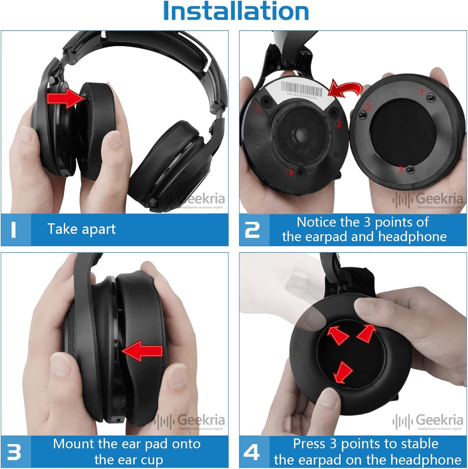 Geekria Sport Cooling Gel Replacement Ear Pads for Razer Mano'War Wireless, Destiny 2 Mano'War, Overwatch Mano'War Tournament Edition Headphones Ear Cushions (Black) image number 1