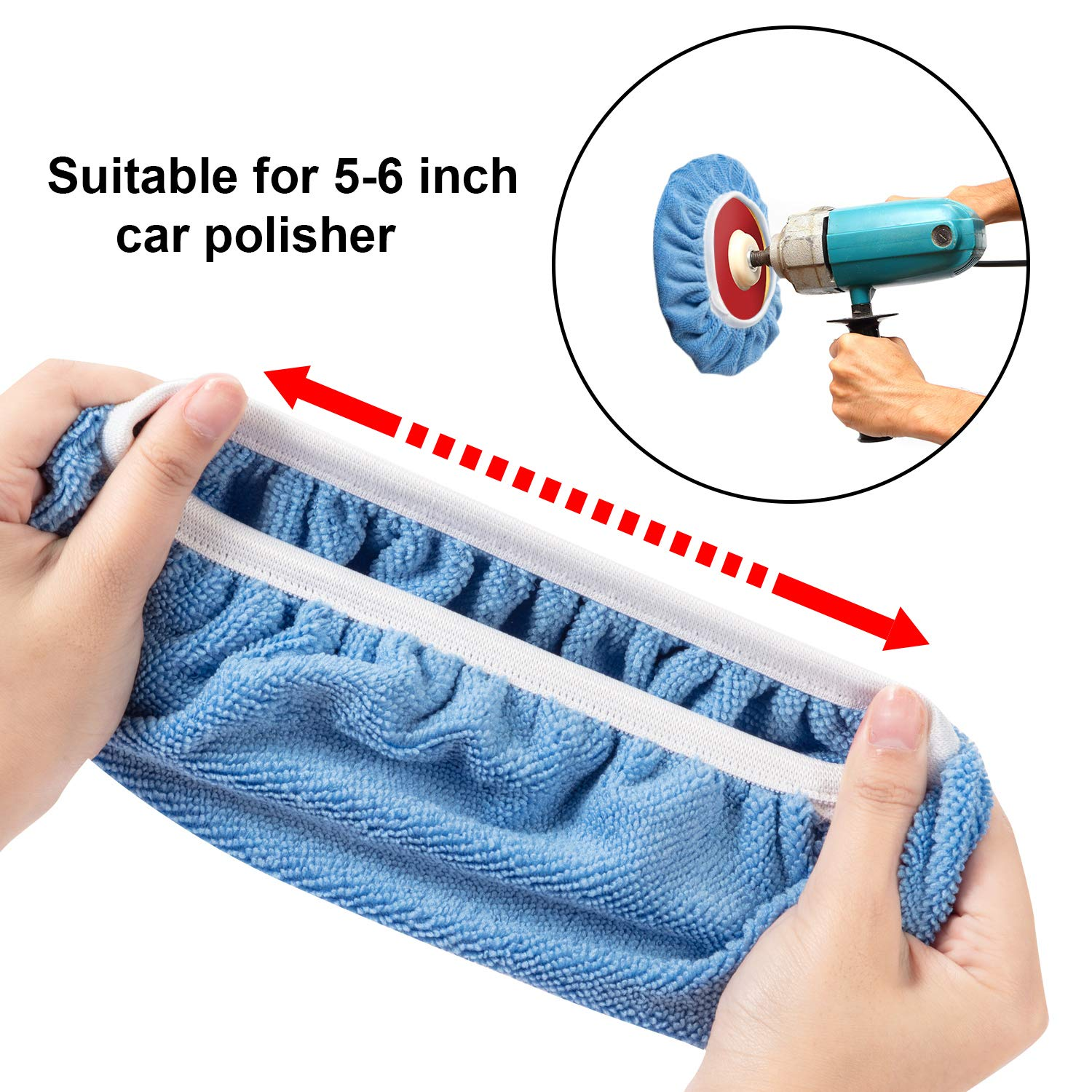 20 Pieces Car Polisher Pad Bonnet Microfiber Max Baxer Bonnet Polishing Bonnet Buffing Pad Cover (5-6 Inches) image number 5