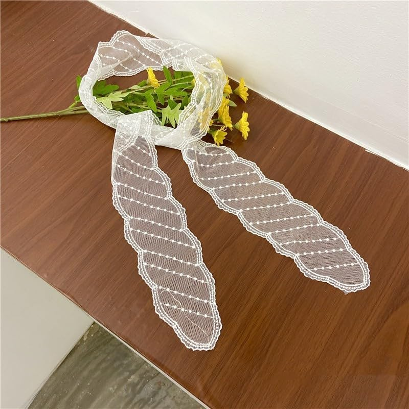 Plwelth Lace Hairband for Women Girls Floral Lace Hair Ribbons Headscarf Purse Strap for Handbags Long Neckerchief Scarf Necktie Scarf Belt for Dress Waist Cute Hair Accessories for Wedding Party image number 2