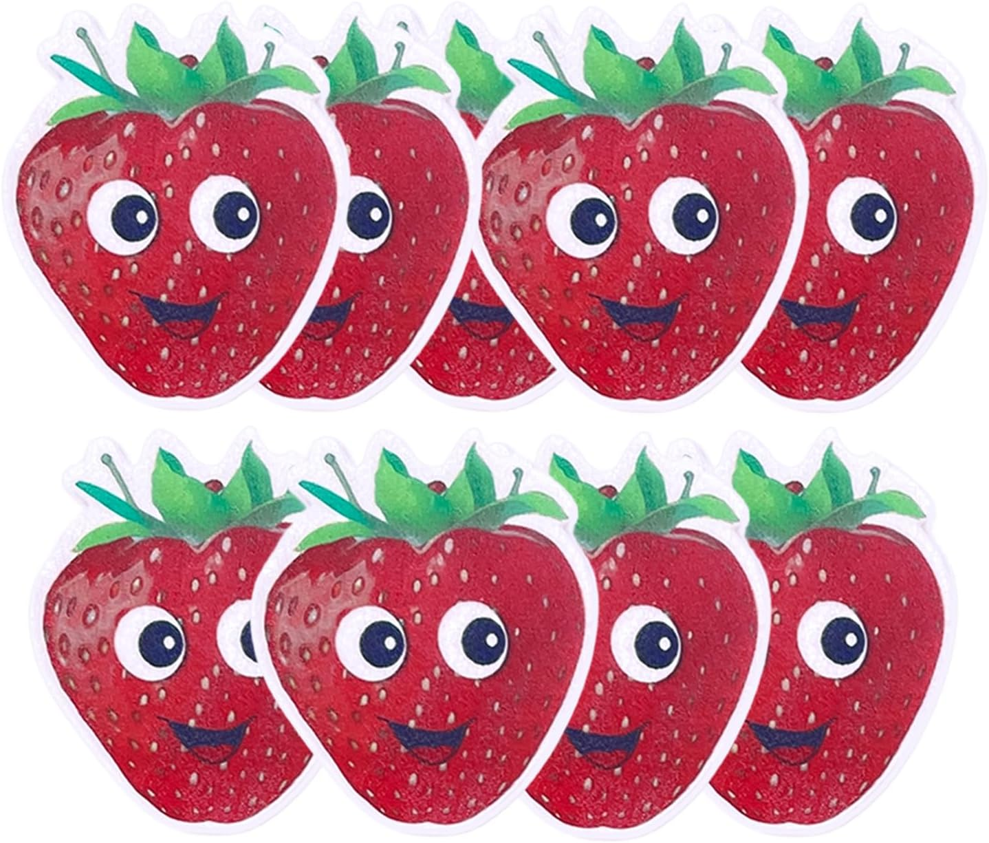Cartoon Fruit Smiley Cupcake Decoration Card, Edible Wafer Paper Creative Baby Full Moon Bath Birthday Series Theme Party Dress up Plug-In (Strawberry 50Pcs) image number 1