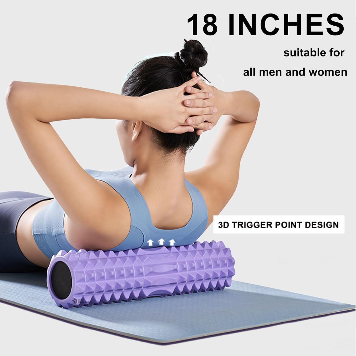 Trigger Point Foam Roller for Muscle Massage in Gym | Deep Tissue Foam Roller for Back Pain | Gym Massage Roller for Legs for Runners - Black image number 2
