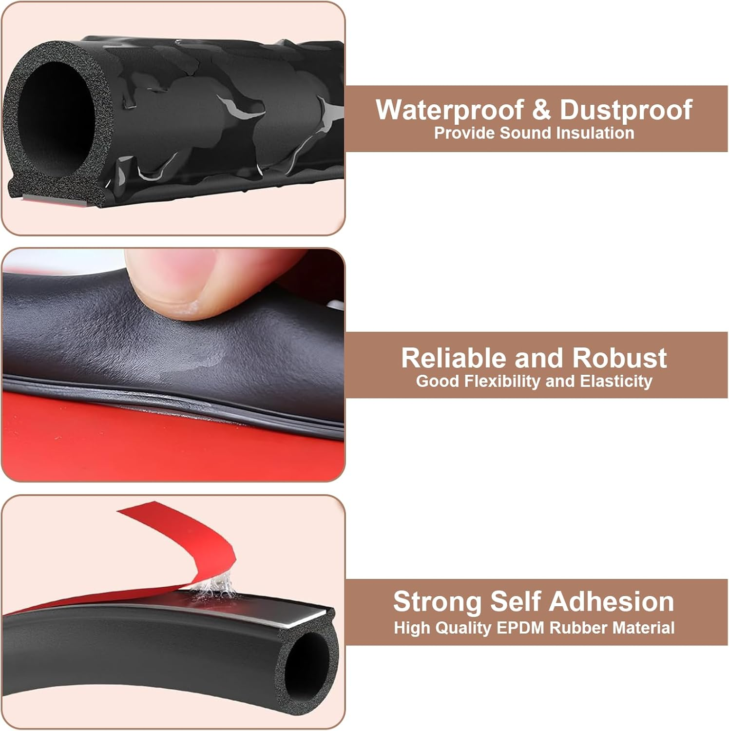 MAEZOE 10M Car Door Seal Strip 16X16Mm &ndash; Noise Reduction & Waterproof Weather Stripping &ndash; Easy Install Rubber Seal for Cars, Trucks, Rvs & Home Windows image number 2