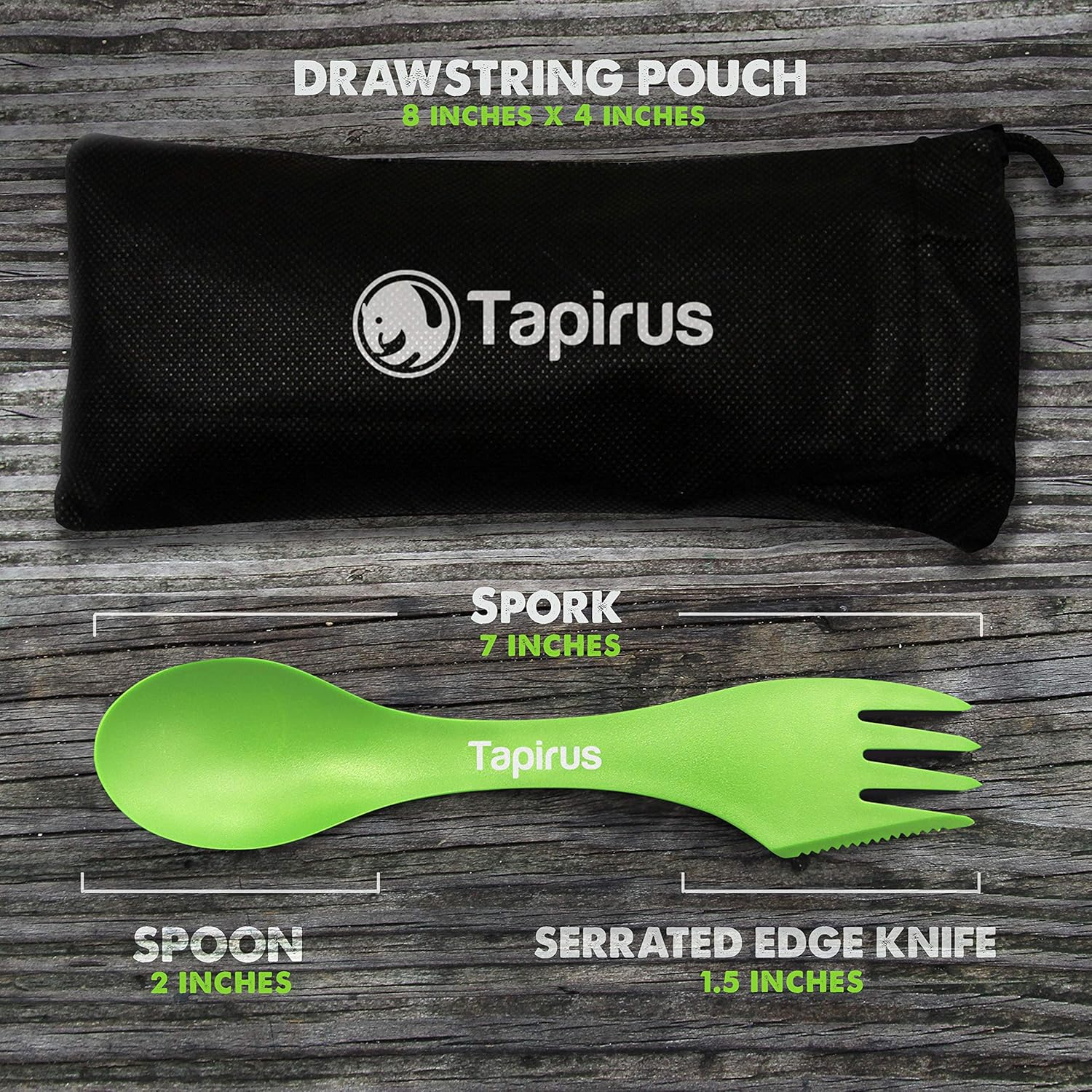 Tapirus Spork to Go V8 Set | 8 Colorful Durable & BPA Free Tritan Sporks | Spoon Fork & Knife Combo Utensils Flatware Mess Kit for Camping & Outdoor Activities | with Bottle Opener & Carrying Case image number 1