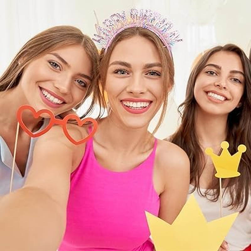 Birthday Crown Headband, Happy Birthday Headband for Women Girls, Birthday Tiara Happy Birthday Decorations, Birthday Gifts (Pink, One Size) image number 5