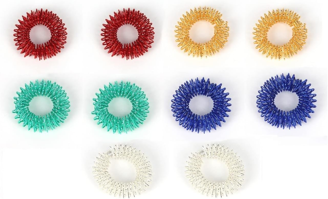 Finger Massage Rings,10 Pcs Spiky Sensory Finger Rings Metal Spiky Fidget Band Acupressure Ring,Spiky Sensory Finger Rings,Spiky Finger Ring,Acupressure Finger Rings,Spiky Finger Ring Acupressure Ring image number 2