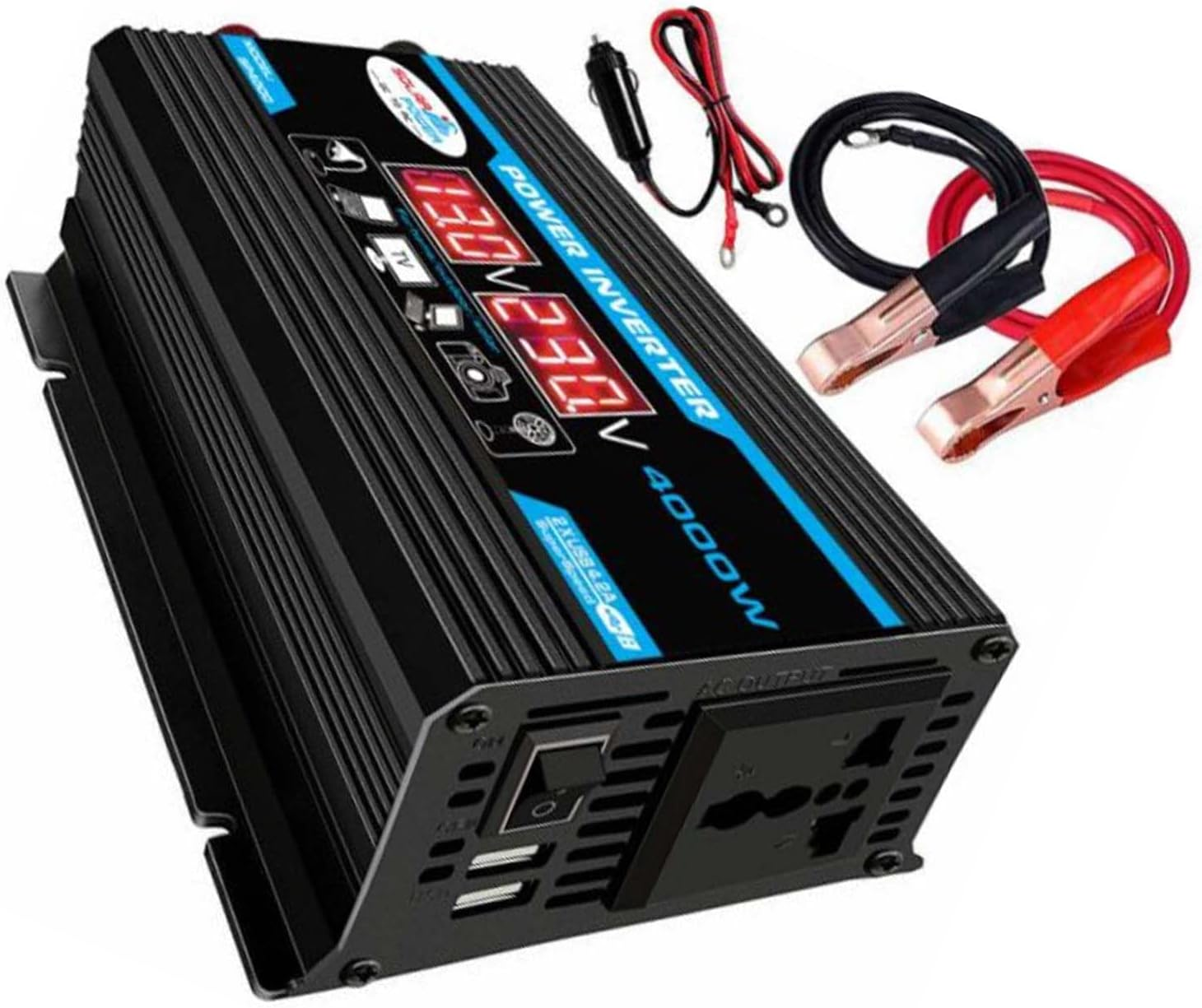 Inncen Car Inverter 4000W 12V to 220V LED Car Power Inverter Converter - Black image number 6
