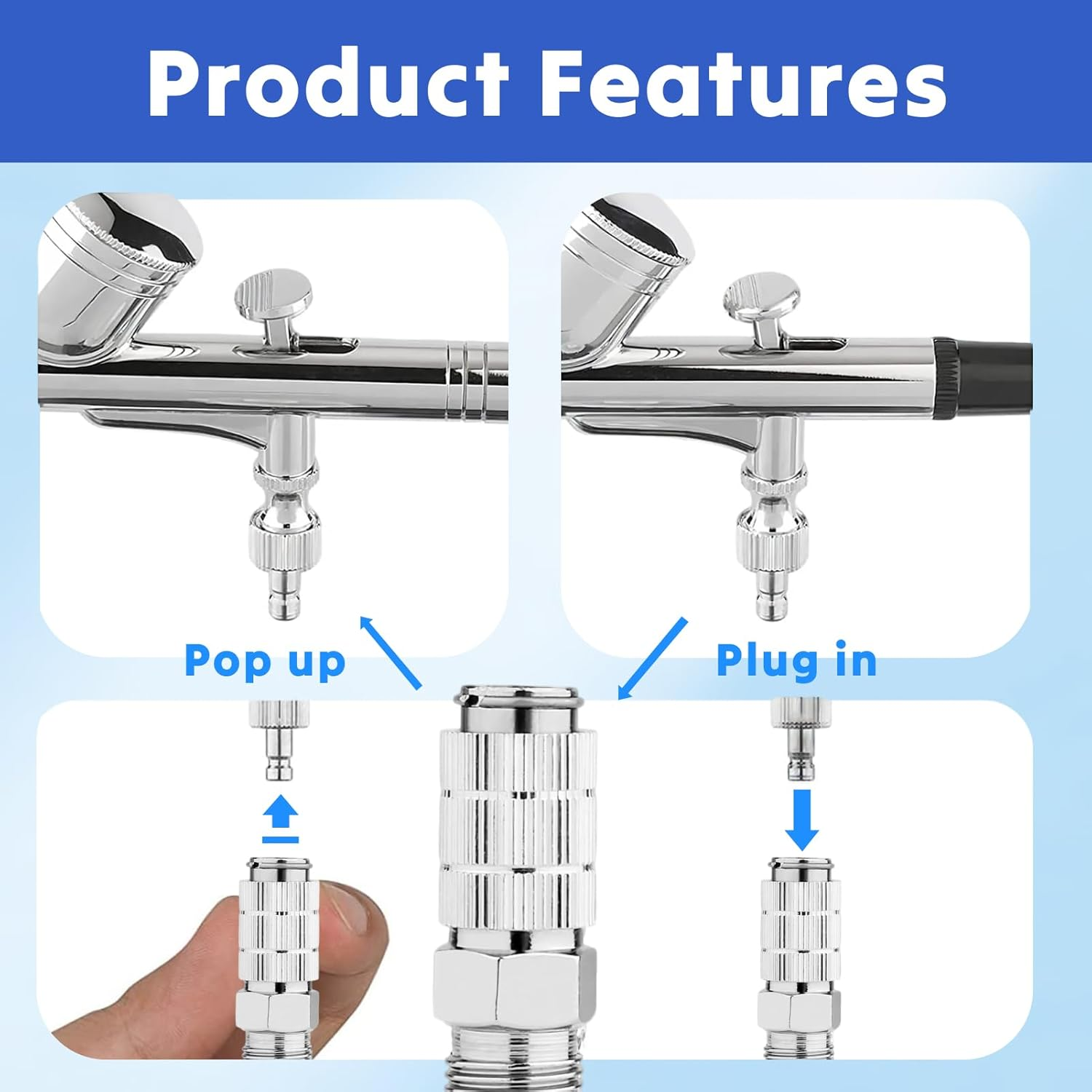Airbrush Quick Disconnect Coupler Release Fitting Adapter Kit with 1 Male 1/8 Inch to 1/8 Inch Female Connectors and 4 Additional Female Connectors for Air Compressors and Airbrush Hoses image number 5