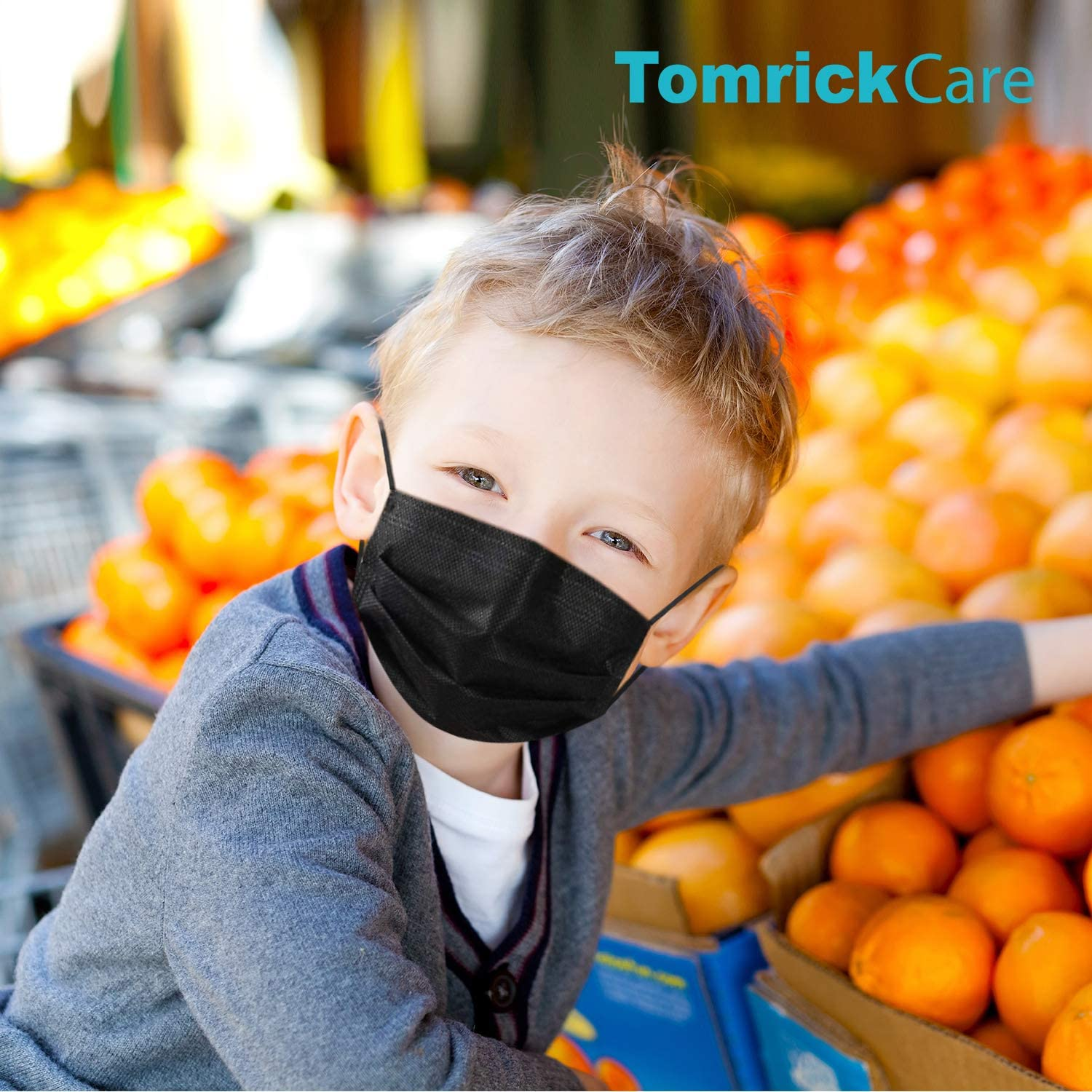 50PCS Individually Wrapped Black Disposable Face Mask for Kids, 3 Ply Face Mask Melt-Blown Fabric Protective Masks (50Pcs, Black) image number 2