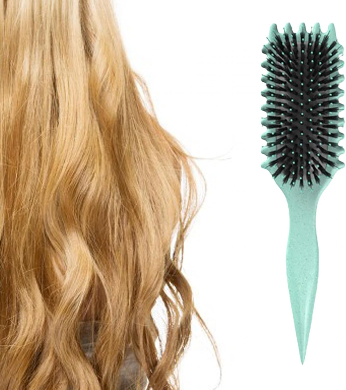 Curly Hair Salon Hair Styling Comb Styling Tool, Shaping Bristle Curl Brush Styling Brush for Girl Women Home Children, Green image number 1