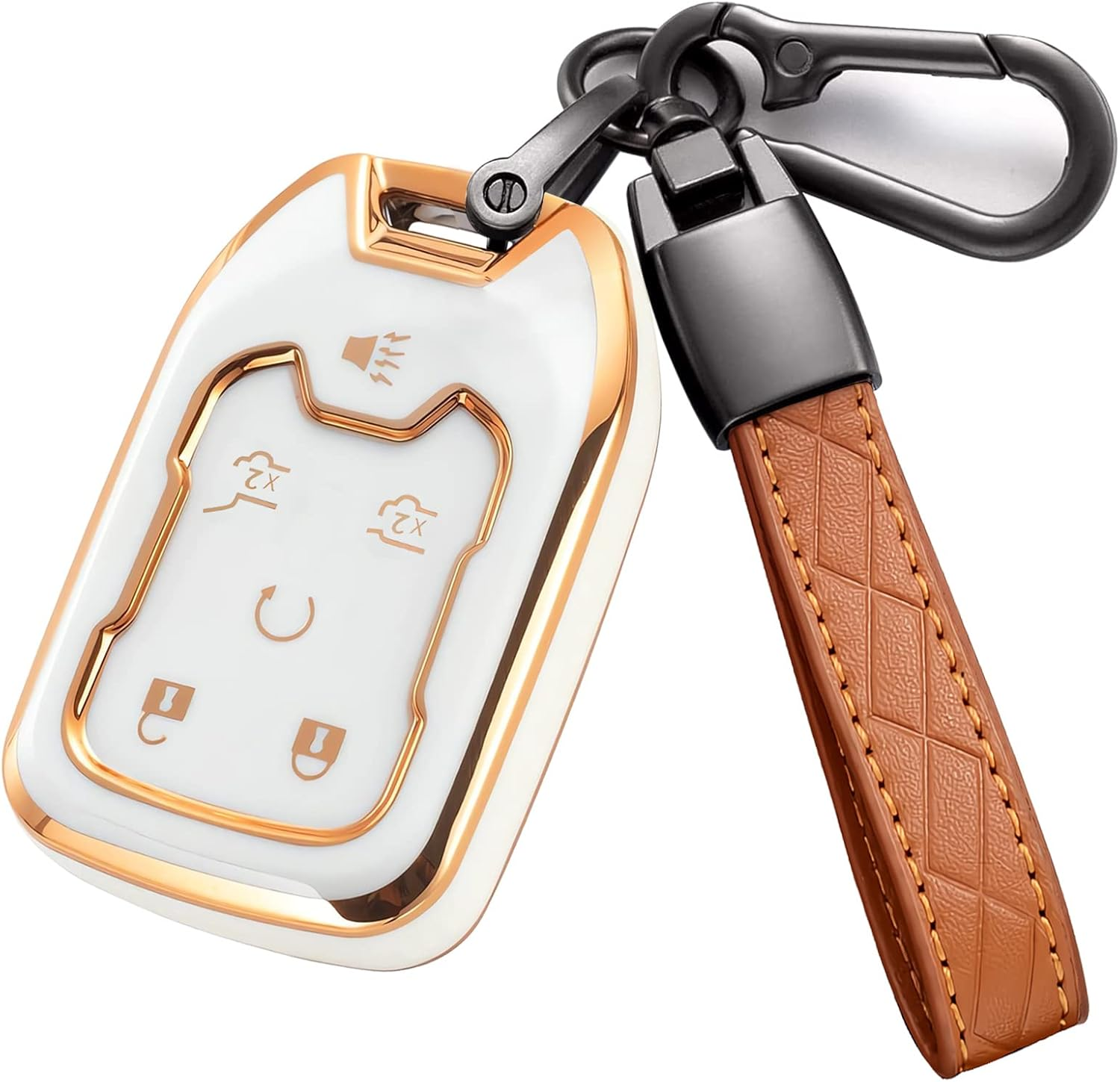 Key Fob Cover for Chevy GMC with Keychain, Silverado Sierra Tahoe Suburban Equinox Traverse Yukon Denali Terrain Buick Envision Premium Soft TPU Case (5 Buttons Purple)