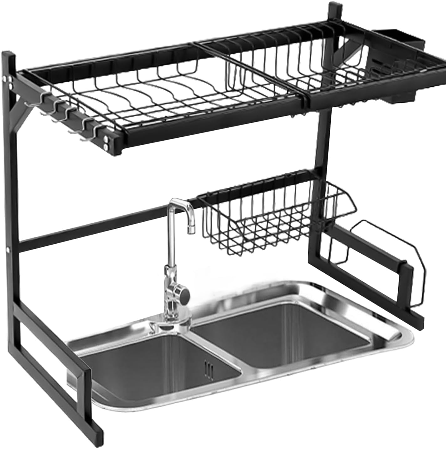 Rack Kitchen Organizer - Rotating Drainer Board, Kitchen Storage Organisation | Waterproof and Rust-Resistant Organizer Rack, Multifunctional Storage Organizer Shelf for Cutlery with Chopstick Holder image number 2