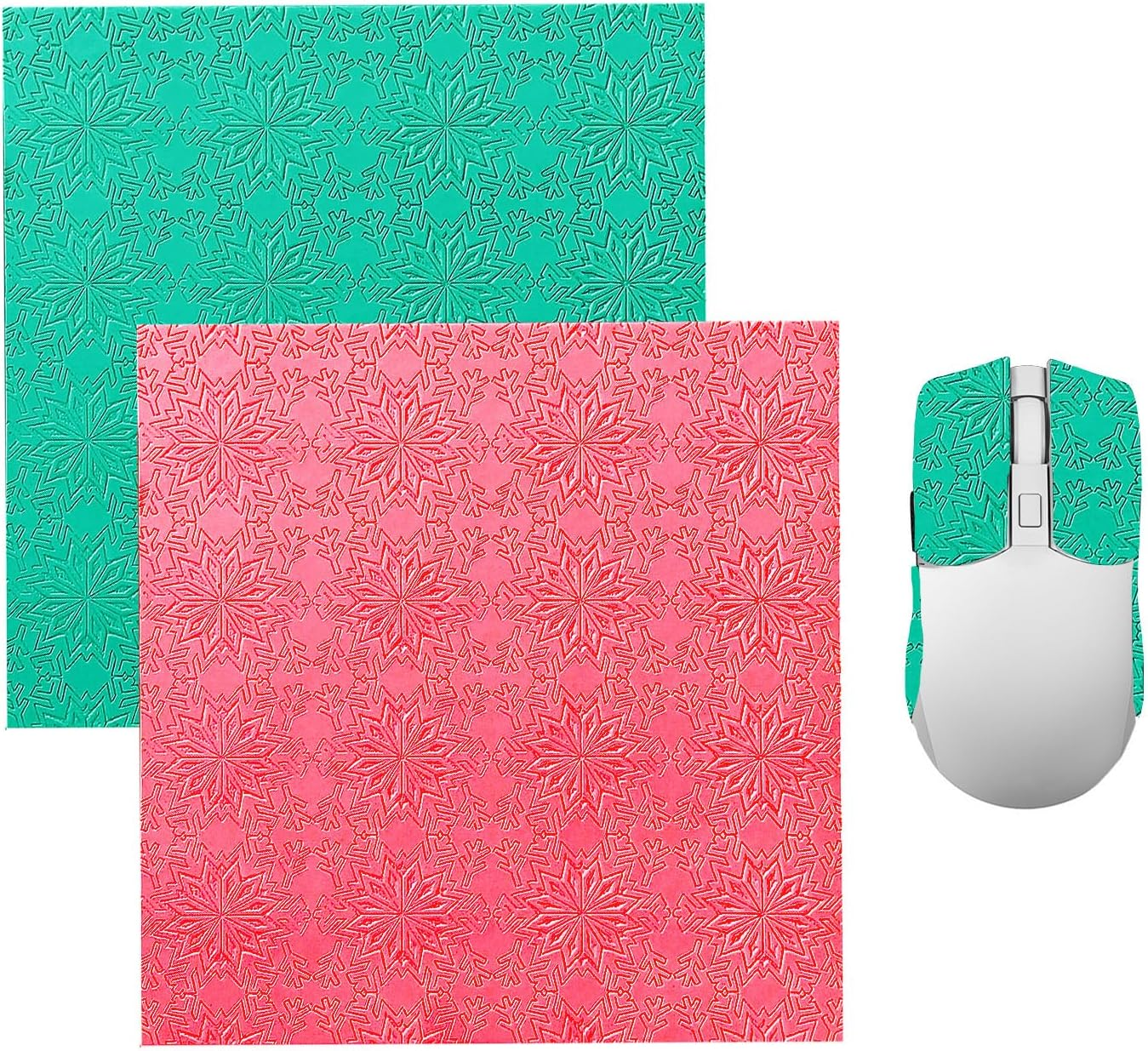 BOROLA DIY Adhesive Universal Mouse Anti-Slip Snowflake Grip Tape, Cut Sweat-Absorbing Ultra-Thin 0.3Mm Non-Slip Gaming Mice Skins Stickers for Any Brand(2Pcs Black+White, 12X11.5Cm/4.7X4.5In) - Pink+Yellow image number 7