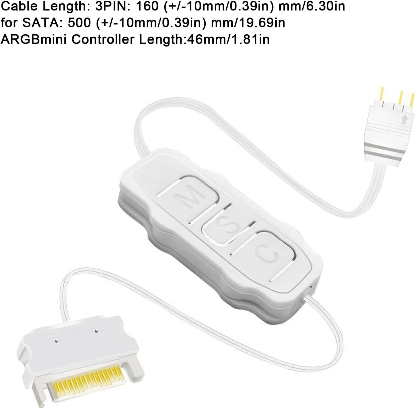 EVGATSAUTO ARGB Controller, 5V 3 Pin Power Supply Computer Hardware PC Components Desktop Accessories for PC Fans Coolers Light Strips (White) - Black image number 6