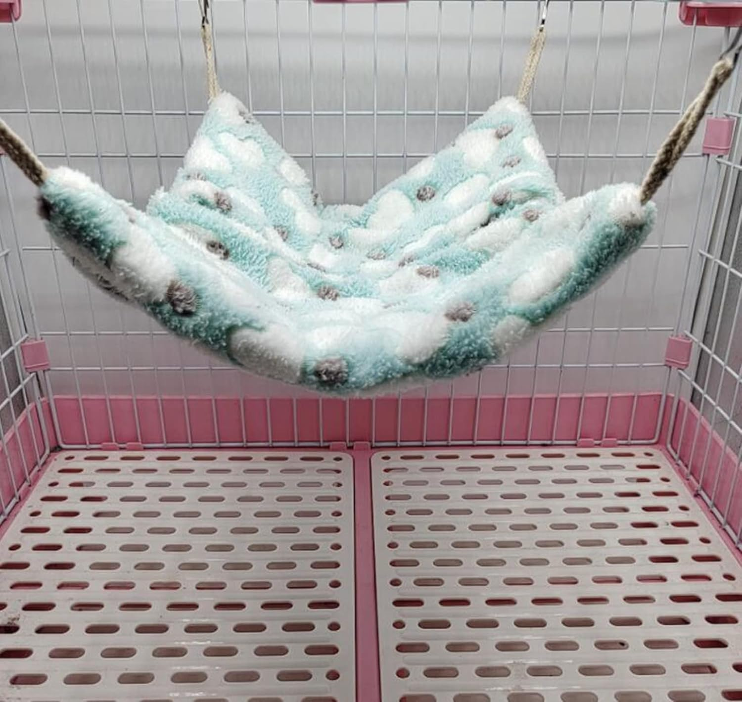 ISMARTEN Small Animal Hanging Hammock, Pet Hanging Nap Sack Sleep Bag Bed, Cage Hammock Beds for Ferret Guinea-Pig Sugar Glider Hamster Rat Mice Chinchilla Flying Gerbil and Squirrel (Green) - Coffee image number 4