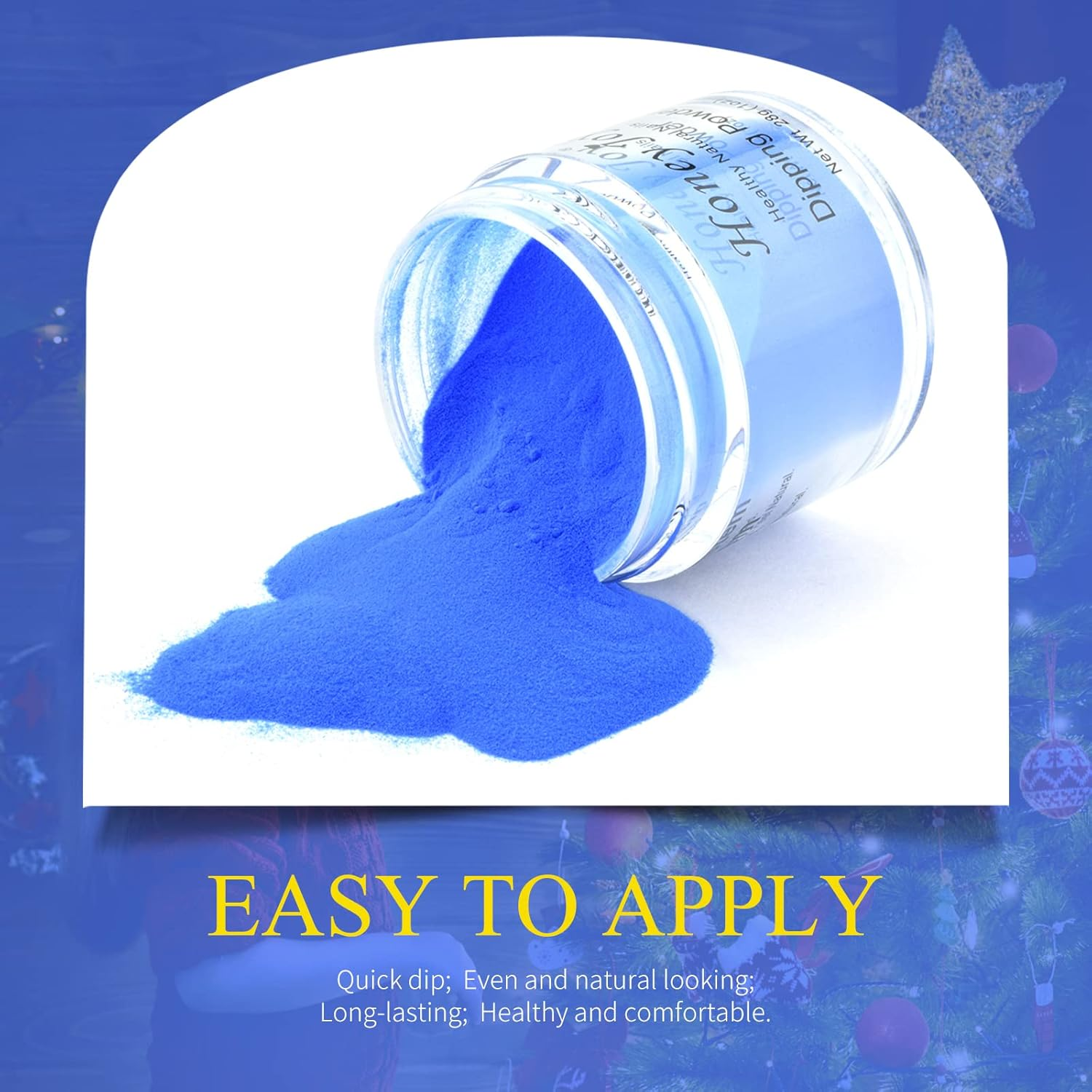 Royal Blue Dip Powder Nails - Long-Lasting Dipping Nails, No UV Light Needed, 28G/Box (ND064B-WD13) - Bright Blue image number 4