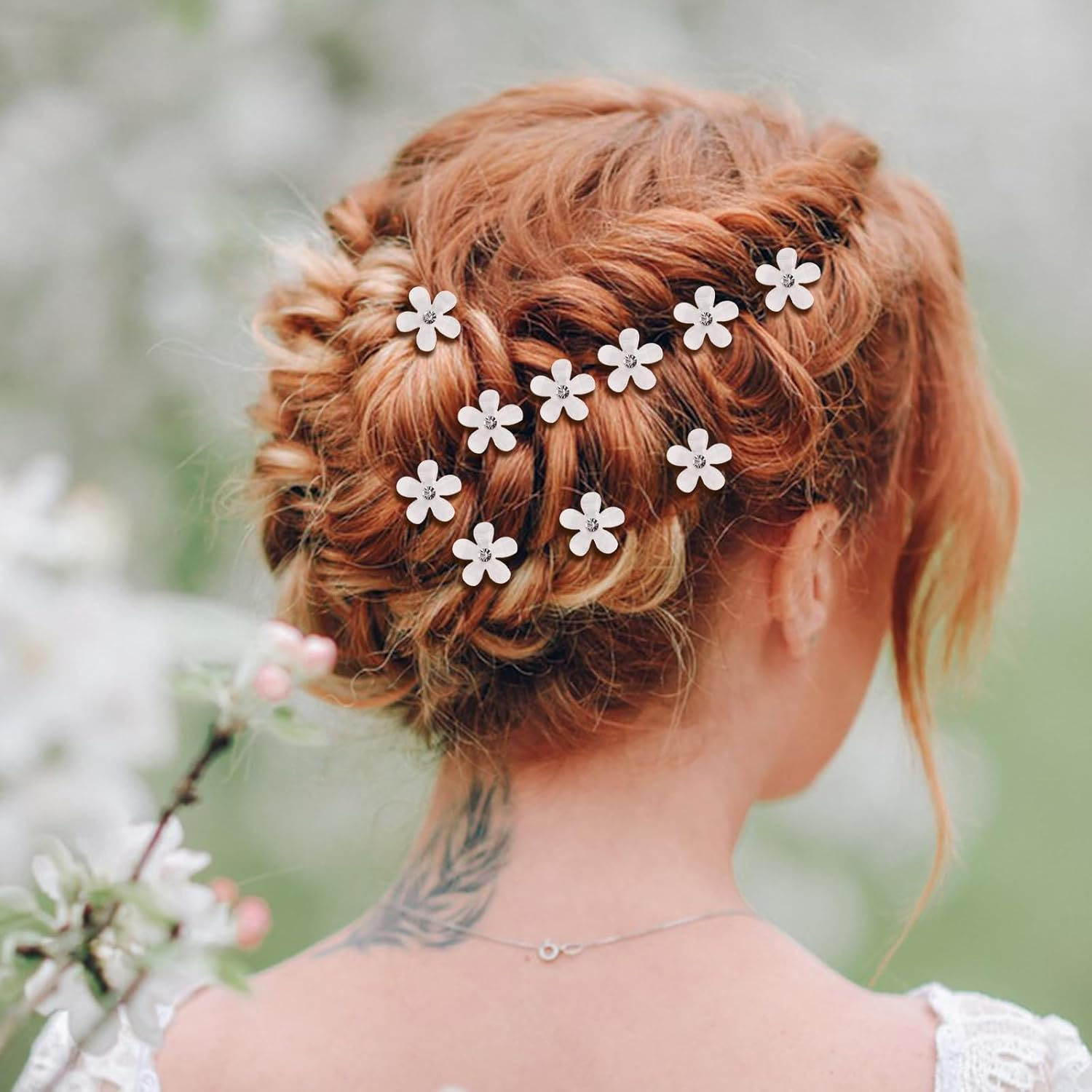 Pack of 20 Flower Hair Clips Small Hair Accessories Oktoberfest Women'S Hair Clip Flower White Mini Decorative Hair Clips Oktoberfest Hair Clips Flowers for Women Girls Birthday Party Wedding Party image number 6