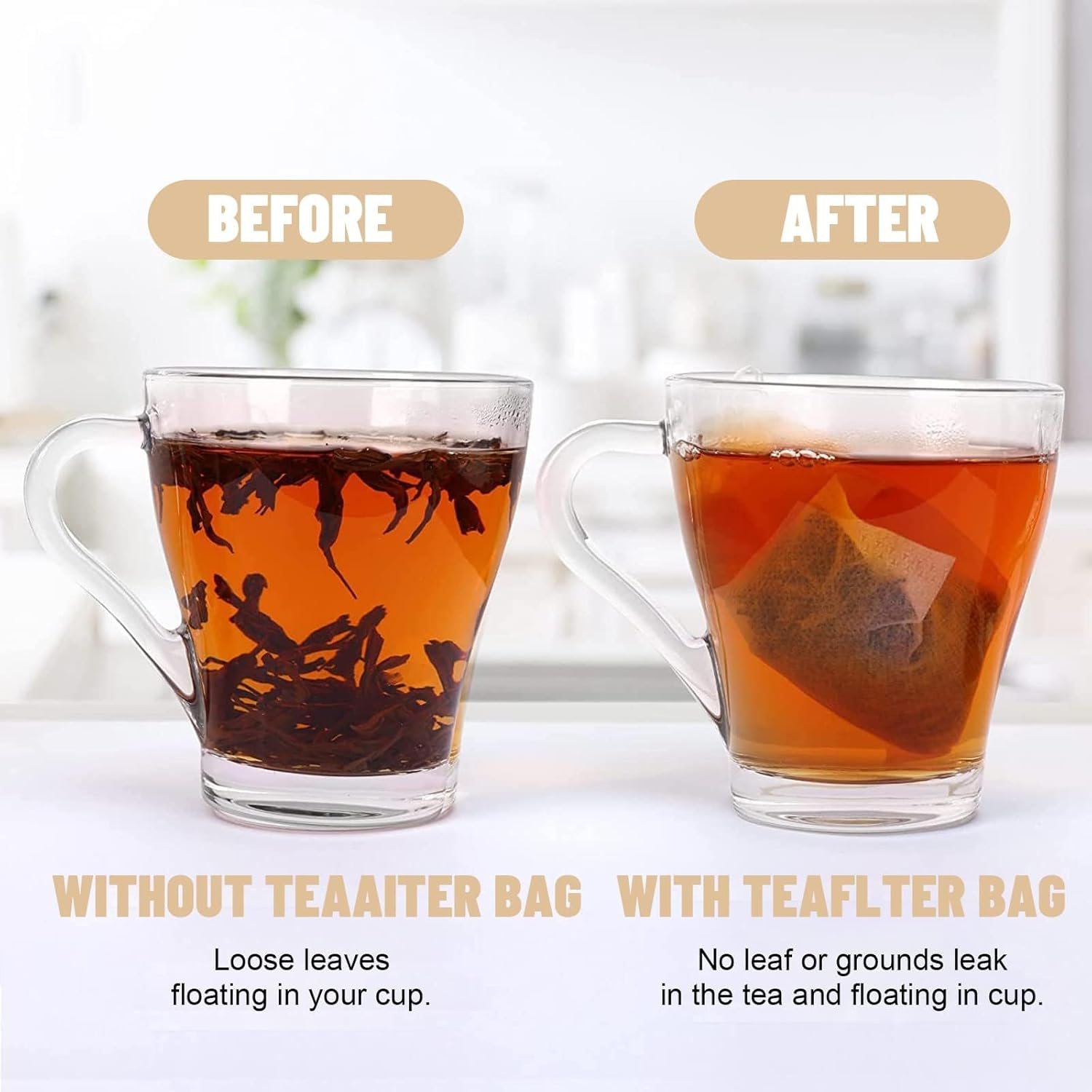 Disposable Tea Filter Bags, 3.1 * 4.7Inch Loose Tea Bags, 200Pcs Drawstring Seal Filter Bags for Loose Tea, Coffee, Herb Lavender, DIY Spice Seasoning (White) image number 2