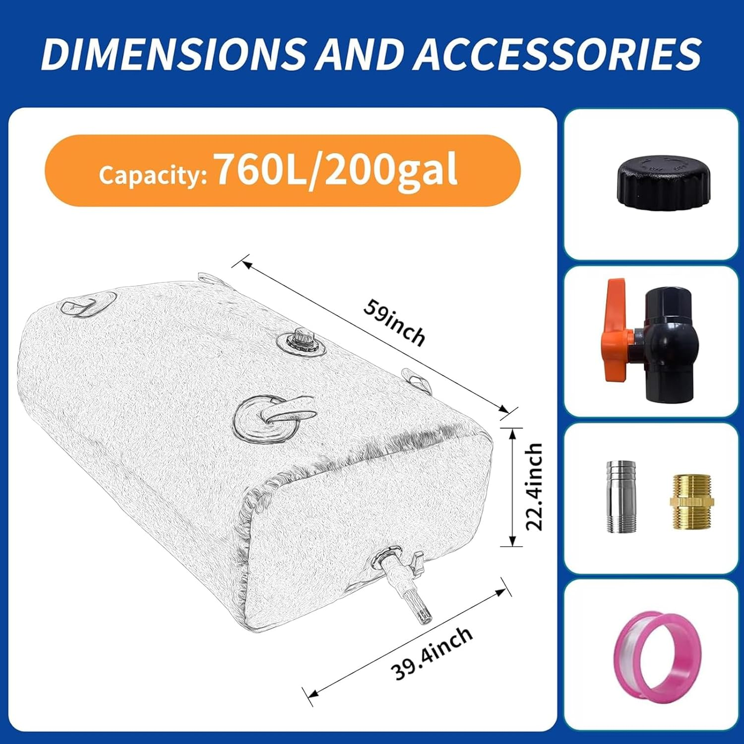 MXQMKL 760L/200Gal Water Bladder Storage Containers, Foldable Portable Water Tank Large Capacity Soft Water Bag, Drought Resistance, Fire Prevention, Emergency Water image number 4