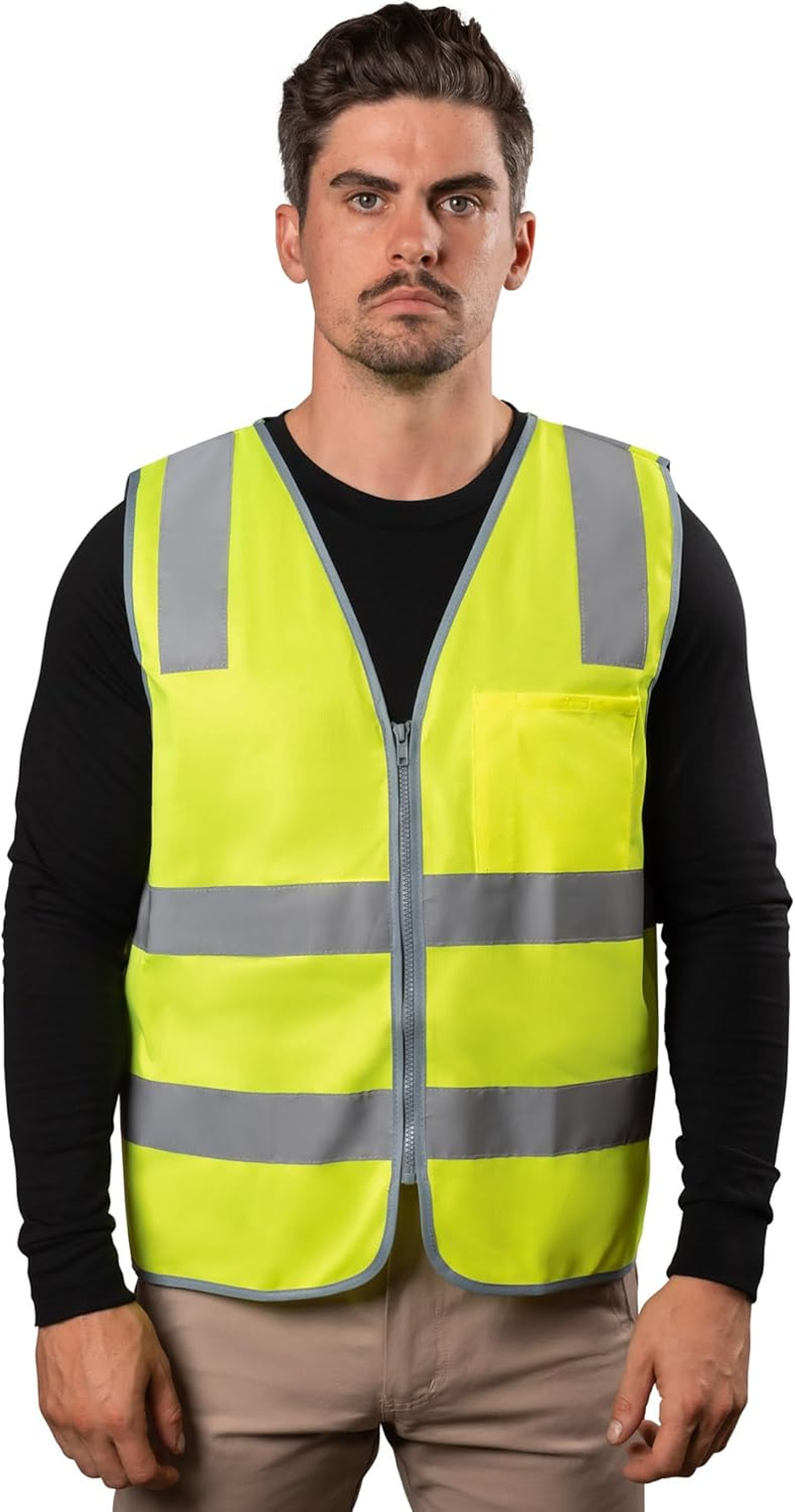 Hi-Vis Day/Night Zip Safety Vest - High Visibility Reflective Vest | Improved Reflectivity with 50Mm Micro Prism Tape | Lightweight & Breathable Design | Certified Safety Compliant | image number 5