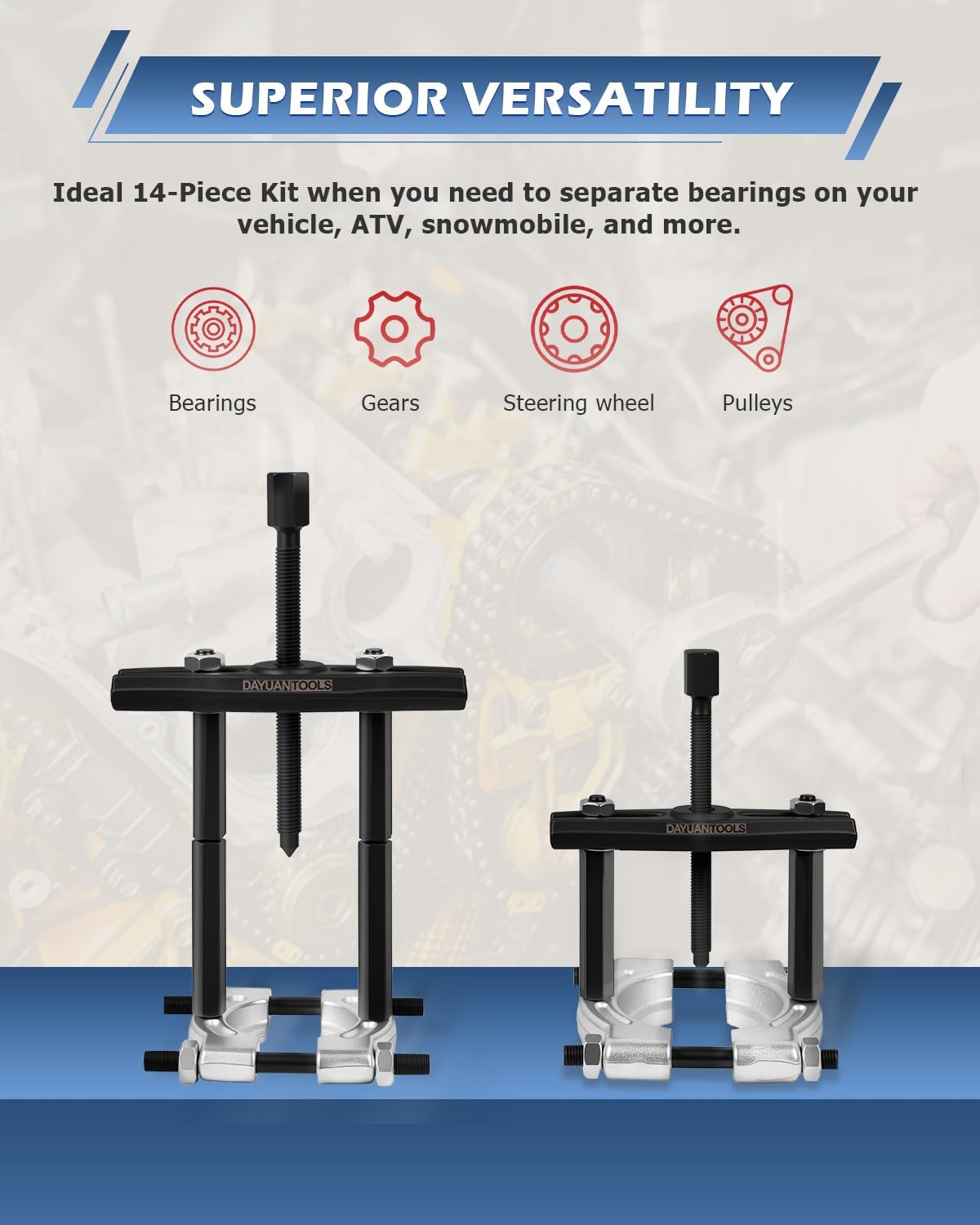 12Pcs 5 Ton Capacity Bearing Separator Puller Set 2" and 3" Splitters Remove Bearings Kit image number 6