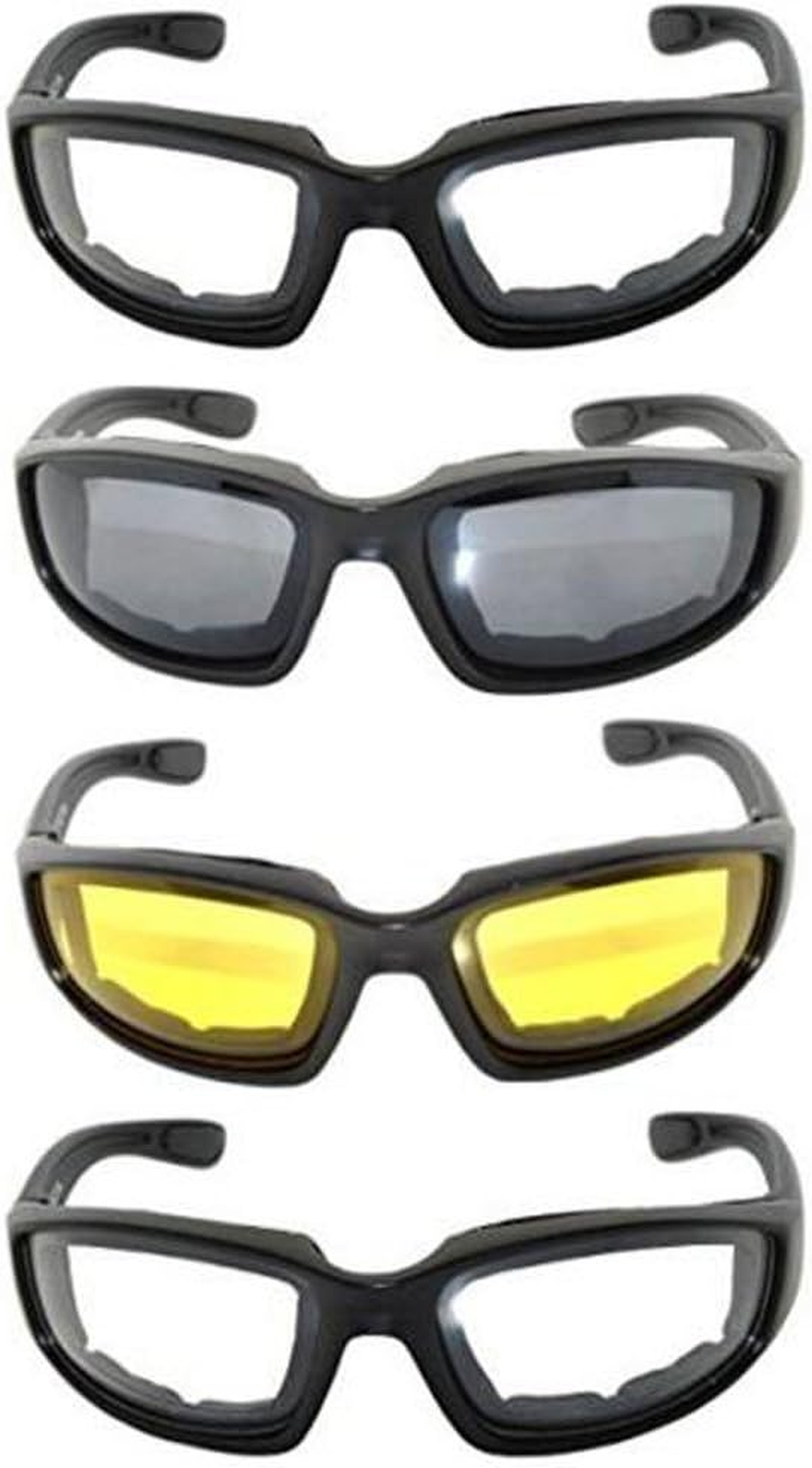 Motorcycle Glasses Riding Goggles, 4 Pcs All Weather Protective Motorcycle Rider Goggles for Outdoor Activity Sport image number 1