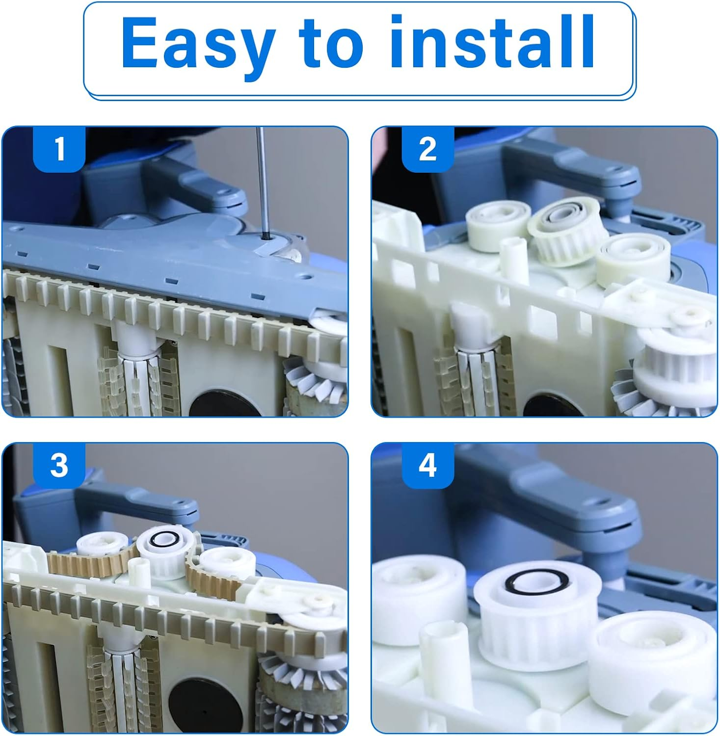 Automatic Robotic Pool Cleaner Replacement Parts, Guide Wheels 4 Pack with 2 Pack Pulley Gears 3884997-R6 for Maytronics Dolphin, Nautilus CC plus Pool Cleaner M200/M400/M500 &Dx3/Dx4/Dx6