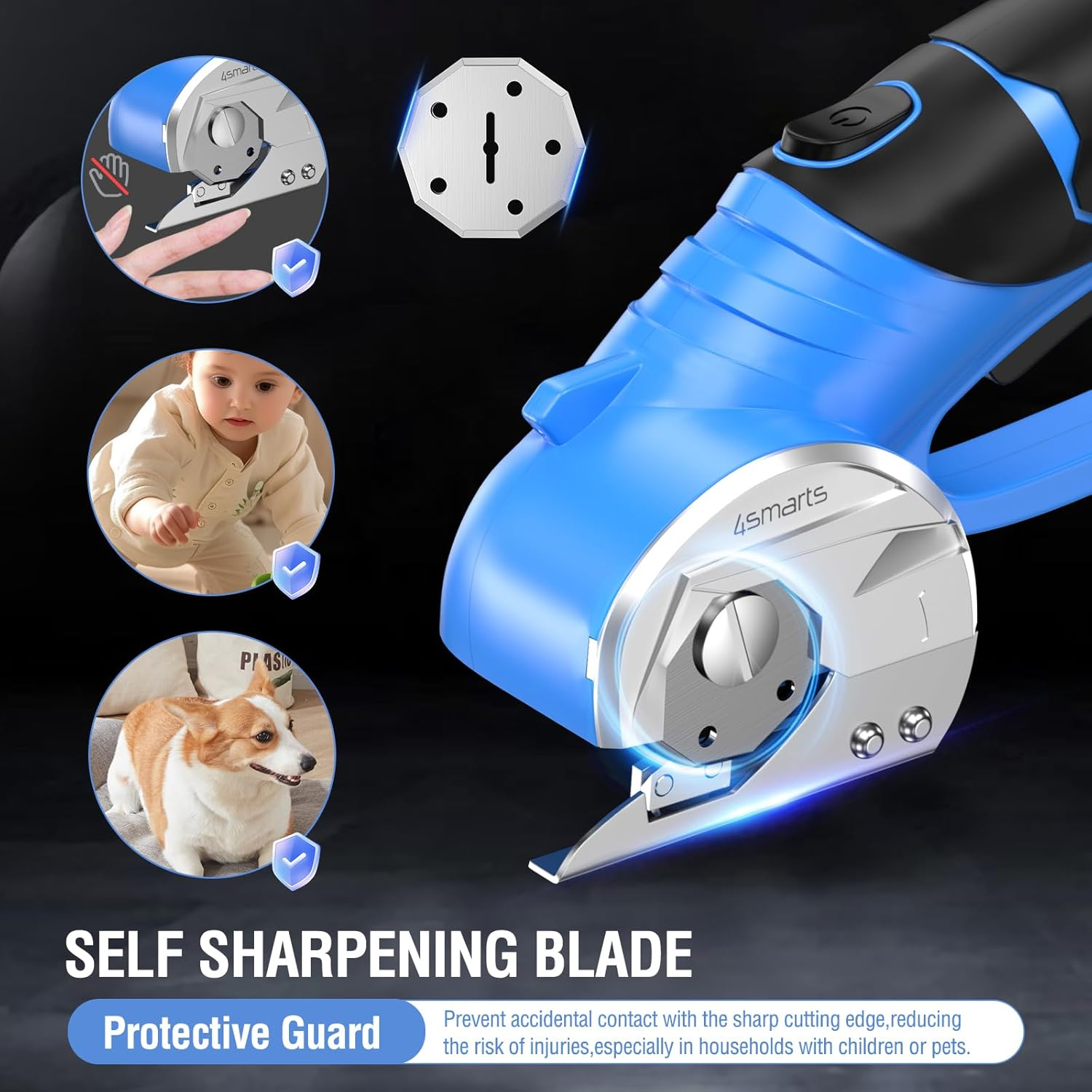 4Smarts Replacement Rotary Blades (2‑Pack) &ndash; 1/4&Prime; Razor‑Sharp Cutter Blades for 4 V Cordless Electric Scissors, 220 RPM High‑Speed Precision Cutter for Cardboard, Leather & Fabric image number 4