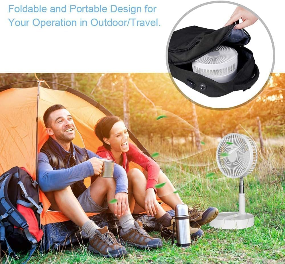 Portable Fan Rechargeable, Pedestal Fan, Foldaway Standing Fan, Desk and Floor Fan Wireless, with 7200Mah Battery Operated,Standing Fan for Home Kitchen Outdoor Camping (White) image number 5
