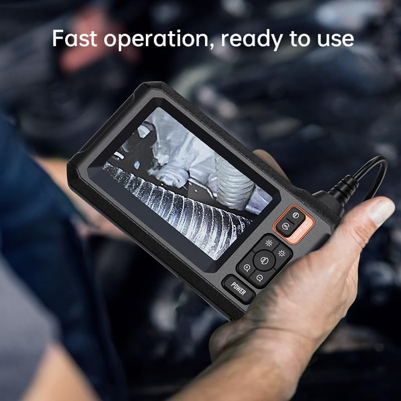 Endoscope Camera 4.3" HD IPS Dual-Lens with 8 LED Lights, IP67 Waterproof Inspection Camera, 5M Semi-Rigid Cable Borescope, Plug & Play for Automotive/Plumbing/Mechanical/Pipe Inspection image number 2