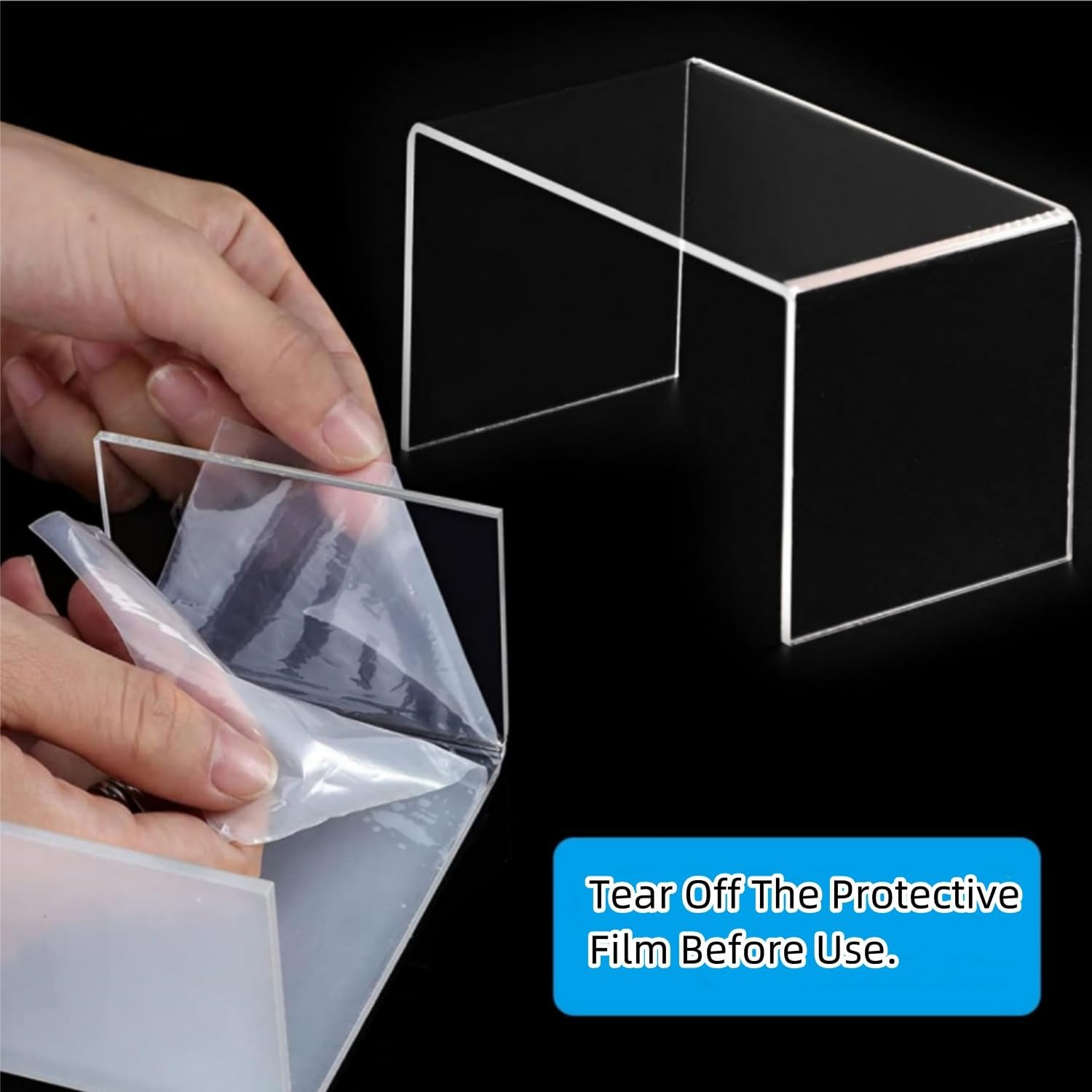 Acrylic Display Risers, 8 Pieces Clear Rectangular Tabletop Display Stand for Amiibo Funko POP Figures, Collectibles Jewelry Food Cupcake Dessert Risers Shelf for Decoration and Organizer image number 4