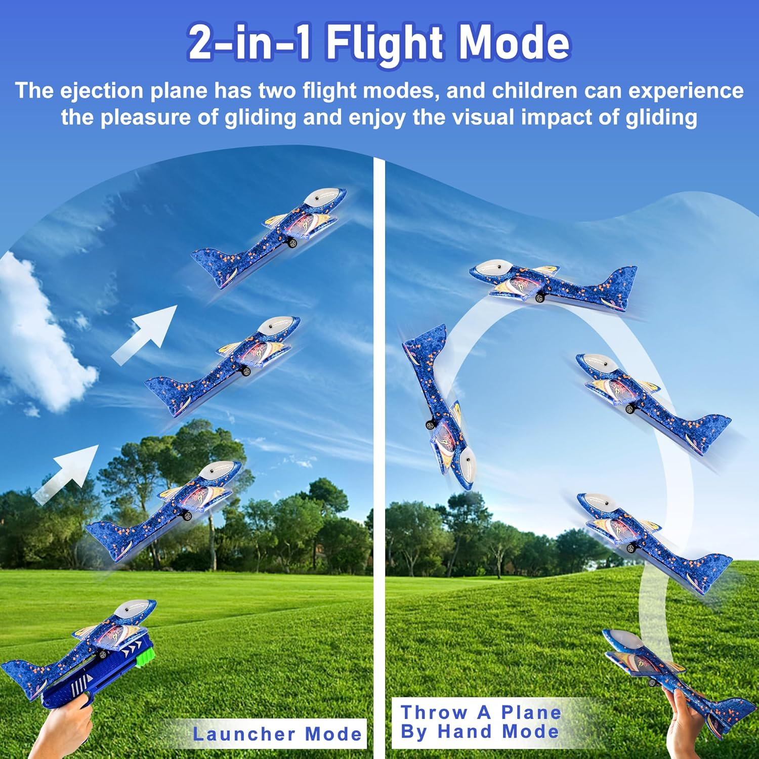 3 Pack Foam Airplane Toys with Launcher, Kids Outdoor Foam Glider Catapult Plane Toys for 5 6 7 8 9 Year Old Boy, Flying Toys Birthday Gifts for Boys Girls 4 5 6 7 8 9 10 11 12 Year Old image number 6