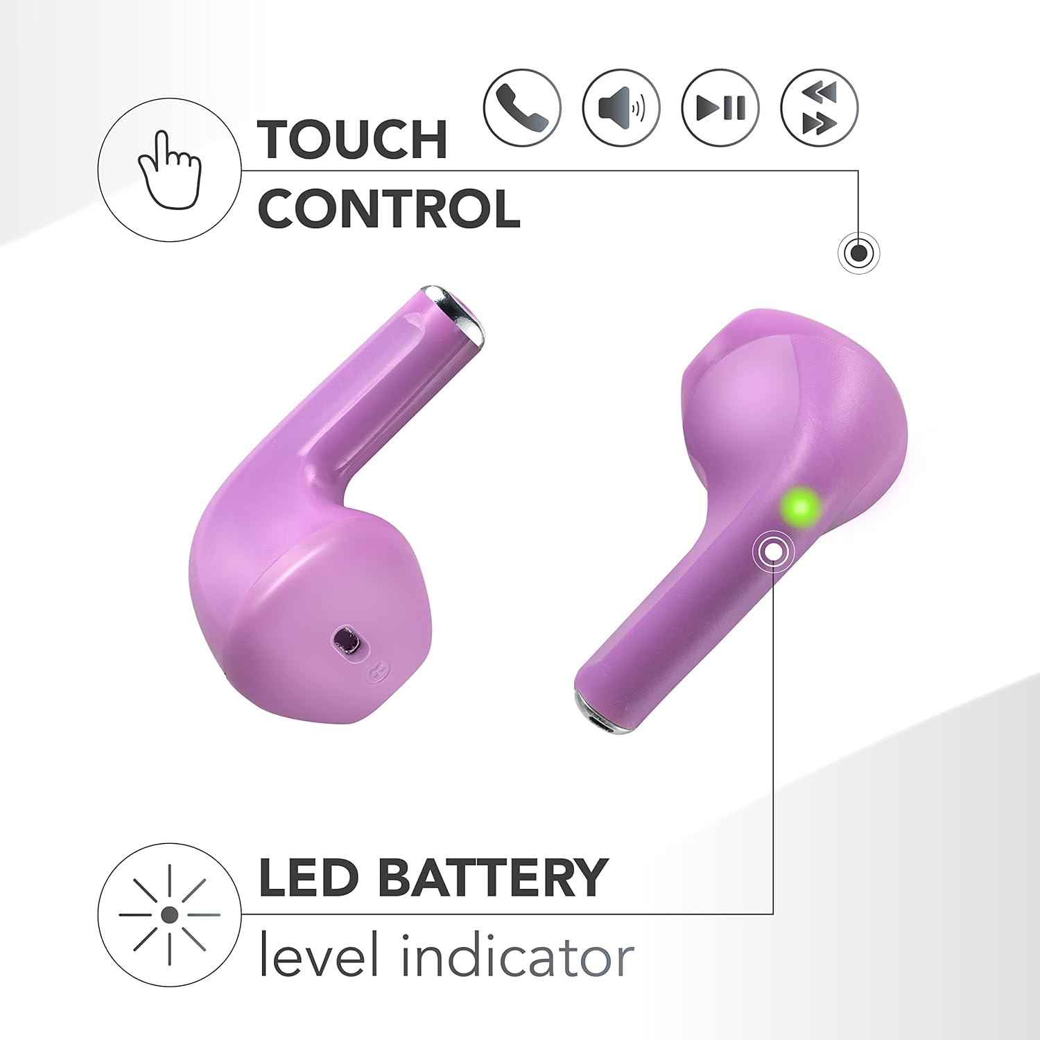 Music Sound | Swag Wireless Capsule Headset - Playback Time up to 20 Hours - Bluetooth - Viola