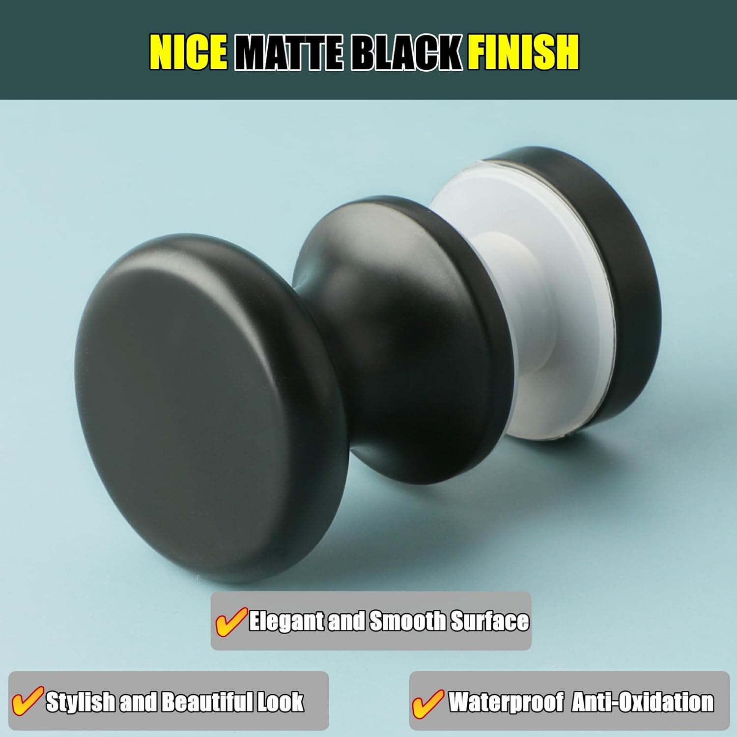 Alise Shower Glass Door Handle,Sliding Shower Doors Knob,Single Side Pull Hardware Replacement Parts for Bathroom Glass Doors,Solid SUS304 Stainless Steel Knobs,Black XLS200DB-B